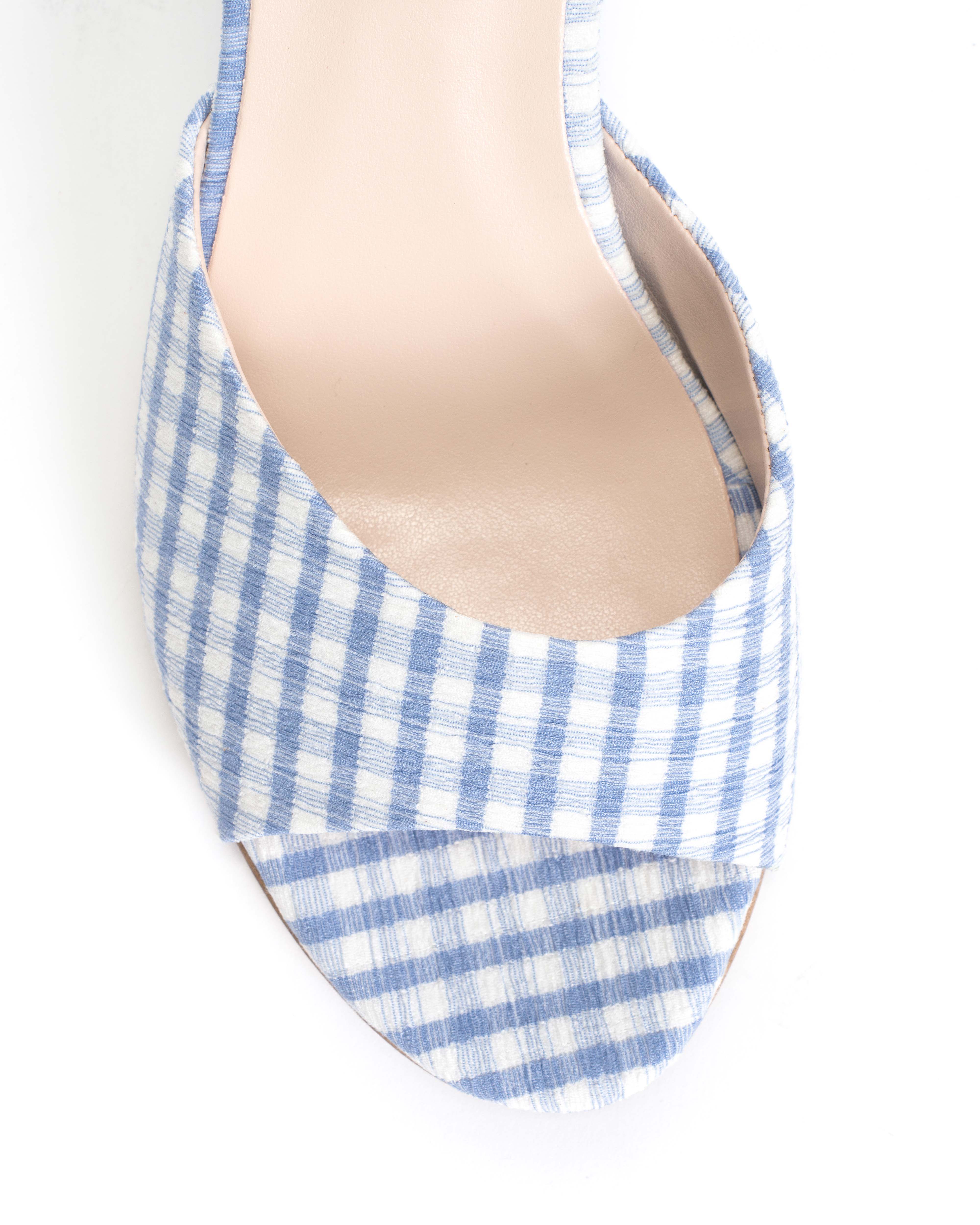 Gwen 75 wedge Pleated gingham vegan Bubble blue