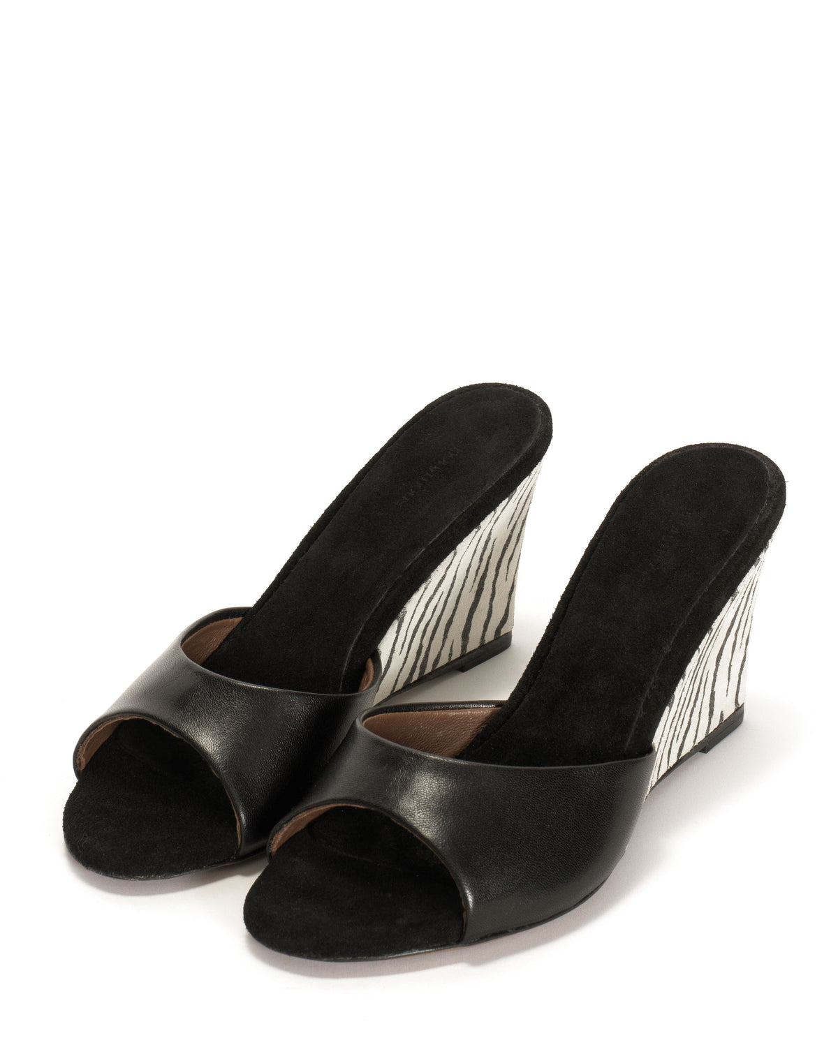 Gwen 75 wedge Shiny lamb & dual color Black & zebra