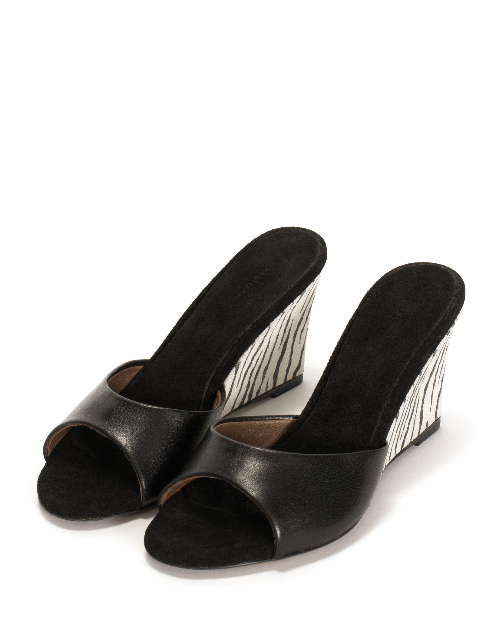 Gwen 75 wedge Shiny lamb & dual color Black & zebra - Anonymous Copenhagen