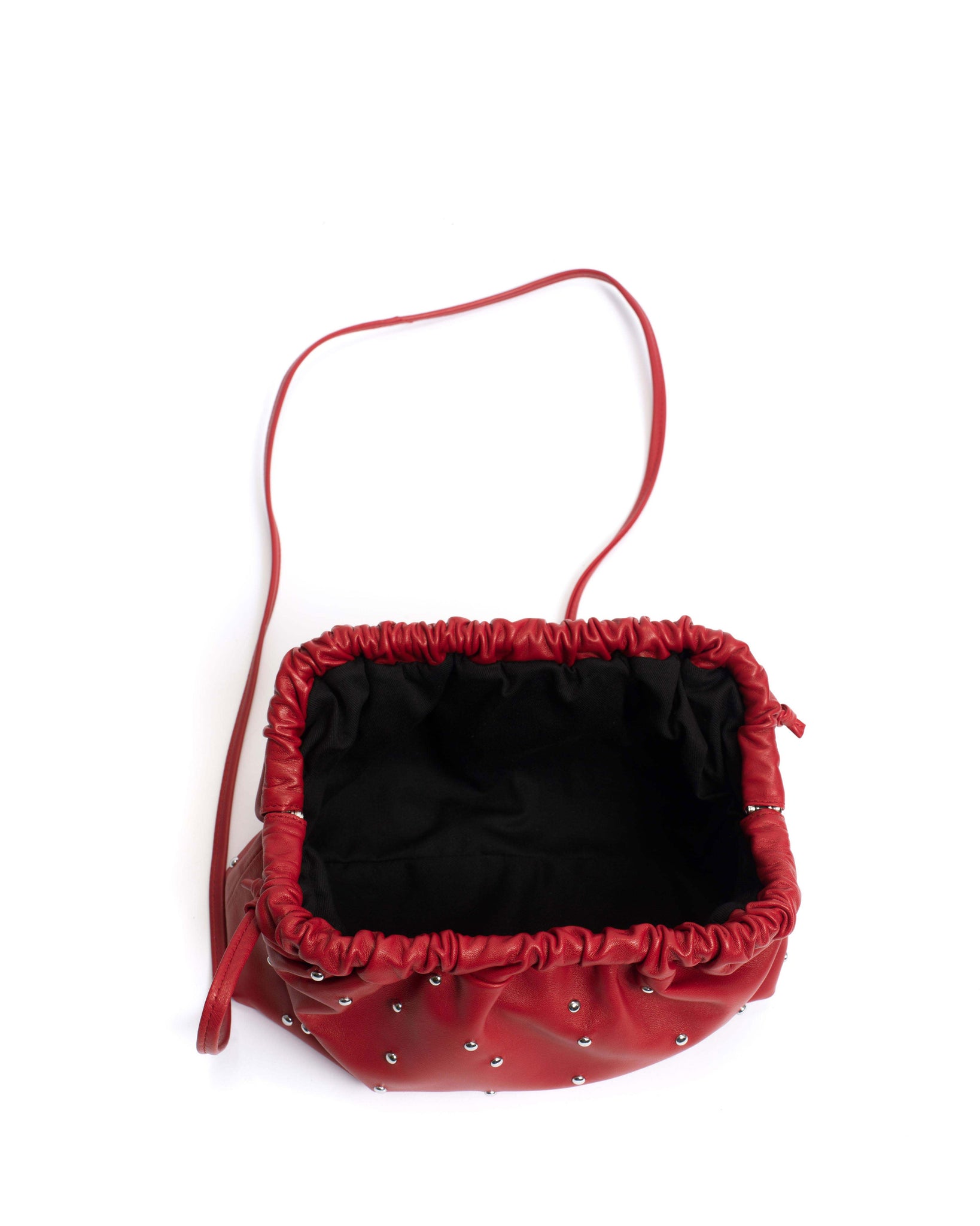 Hally grand cloud bag Stud-embellished shiny lamb Ruby red silver - Anonymous Copenhagen