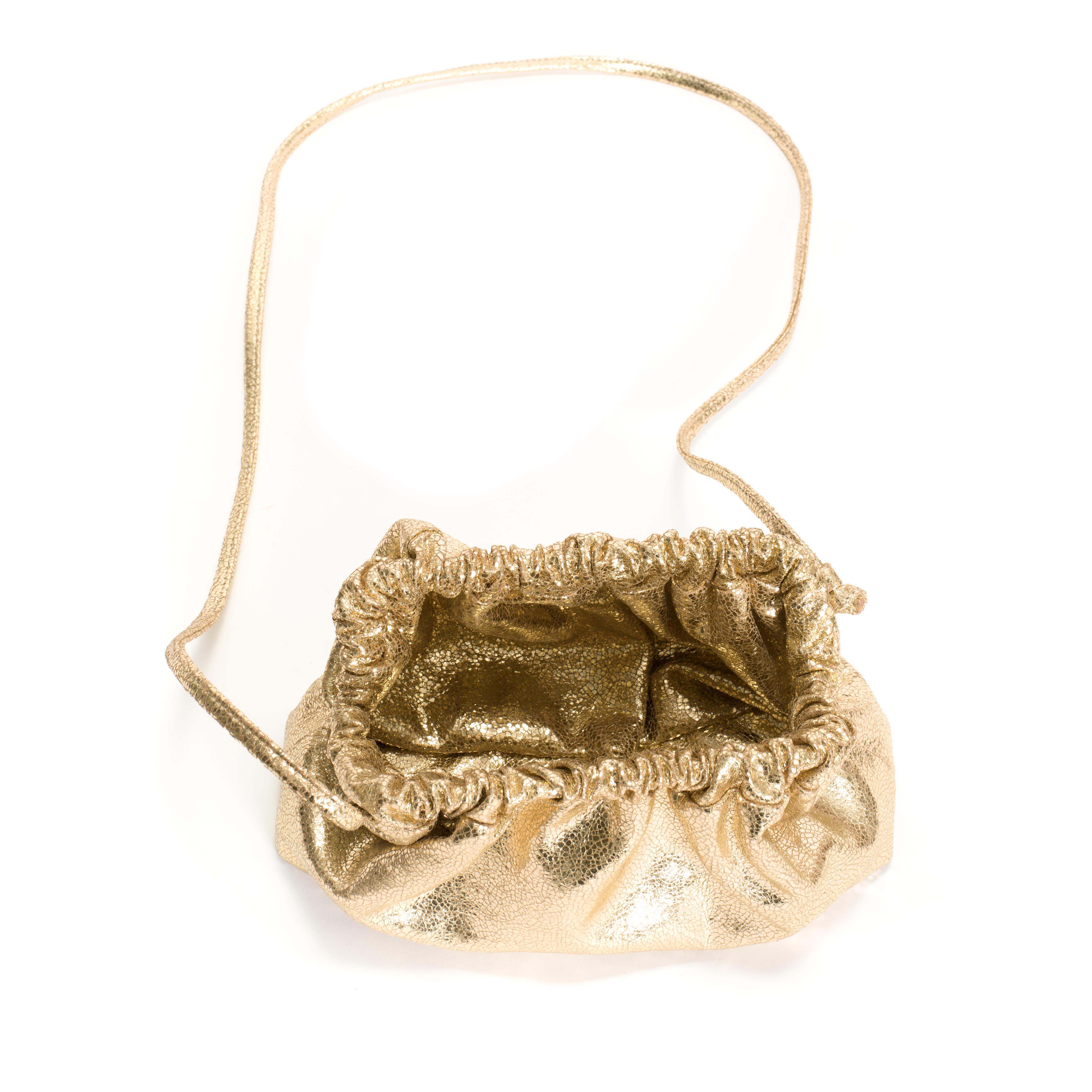 Hally petite cloud bag Crackled metallic goat Gold