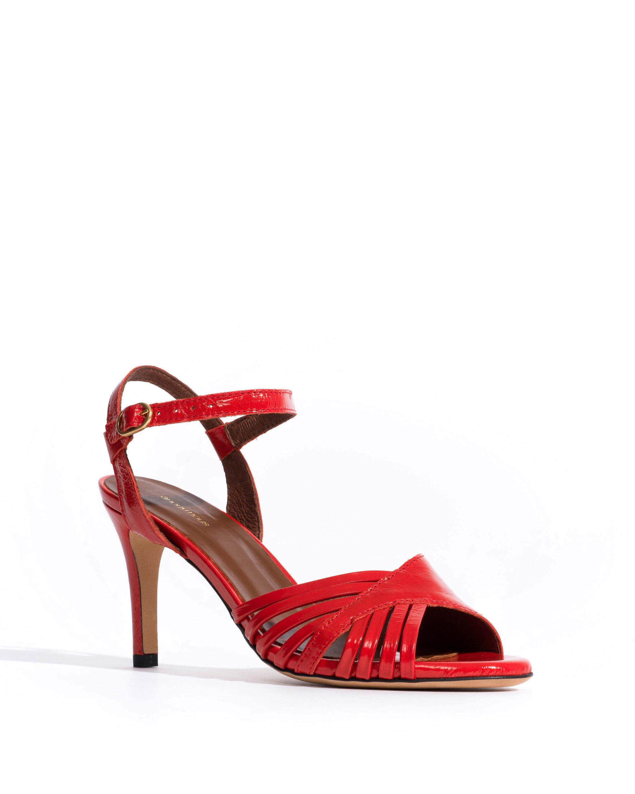 Hermine 75 Crinkled polished goat Ruby red - Anonymous Copenhagen Heels
