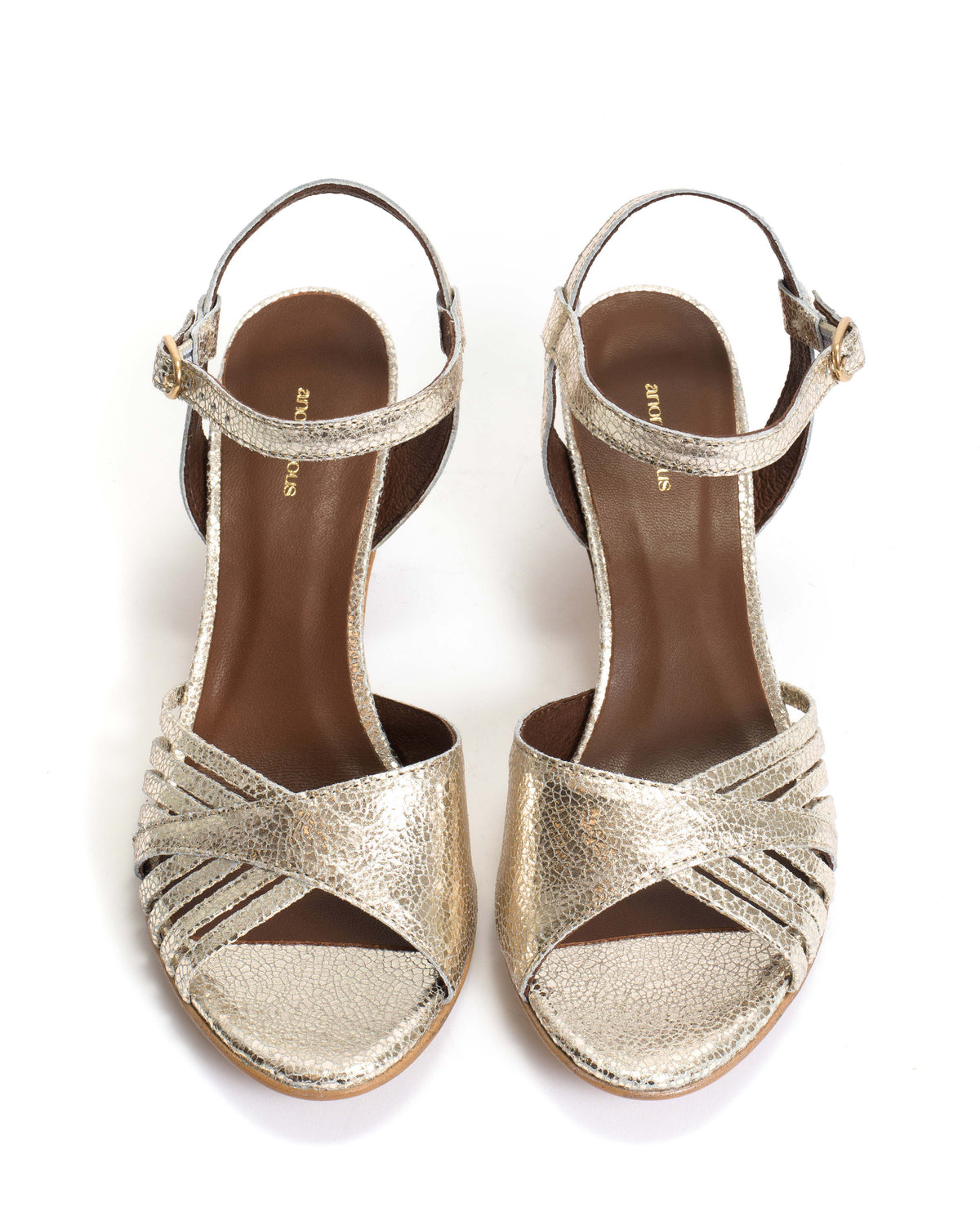 Hermine 50 stiletto Crackled metallic goat Champagne