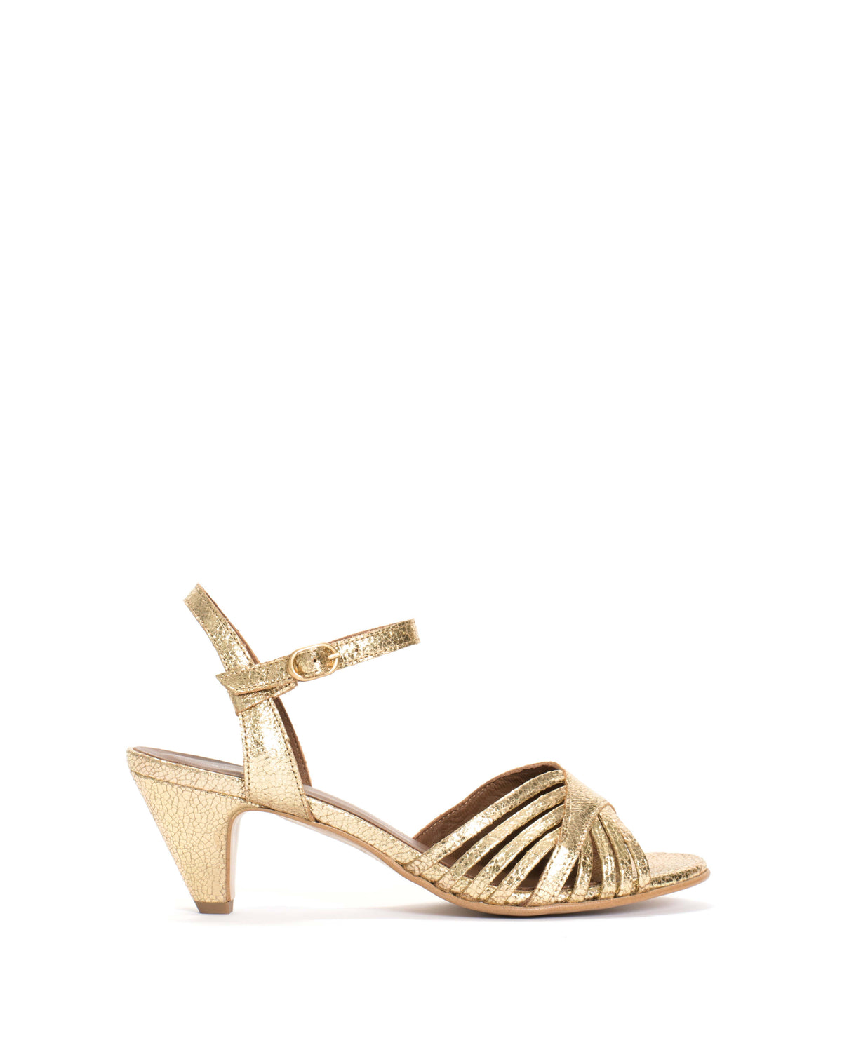 Hermine 50 stiletto Crackled metallic goat Gold