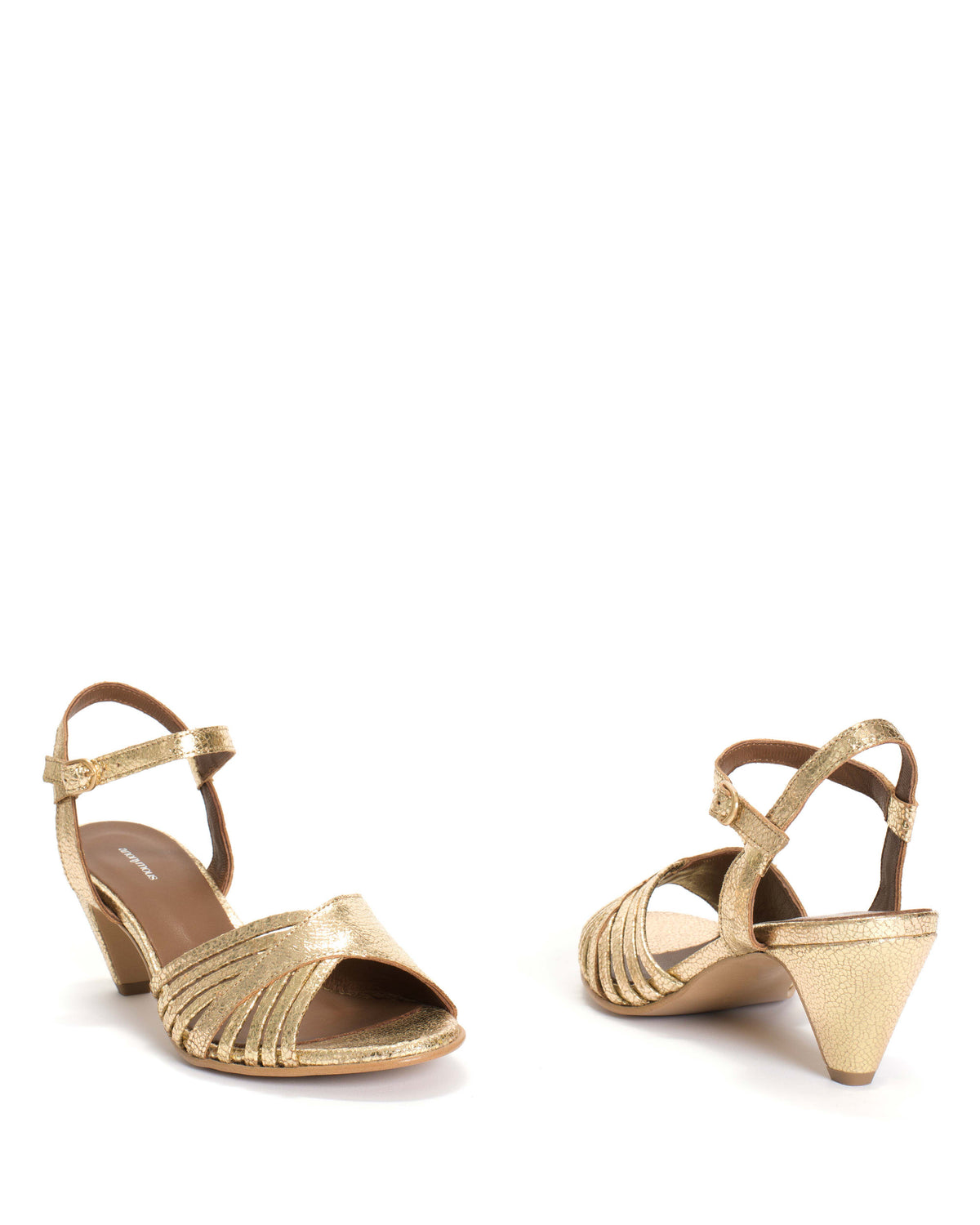 Hermine 50 stiletto Crackled metallic goat Gold