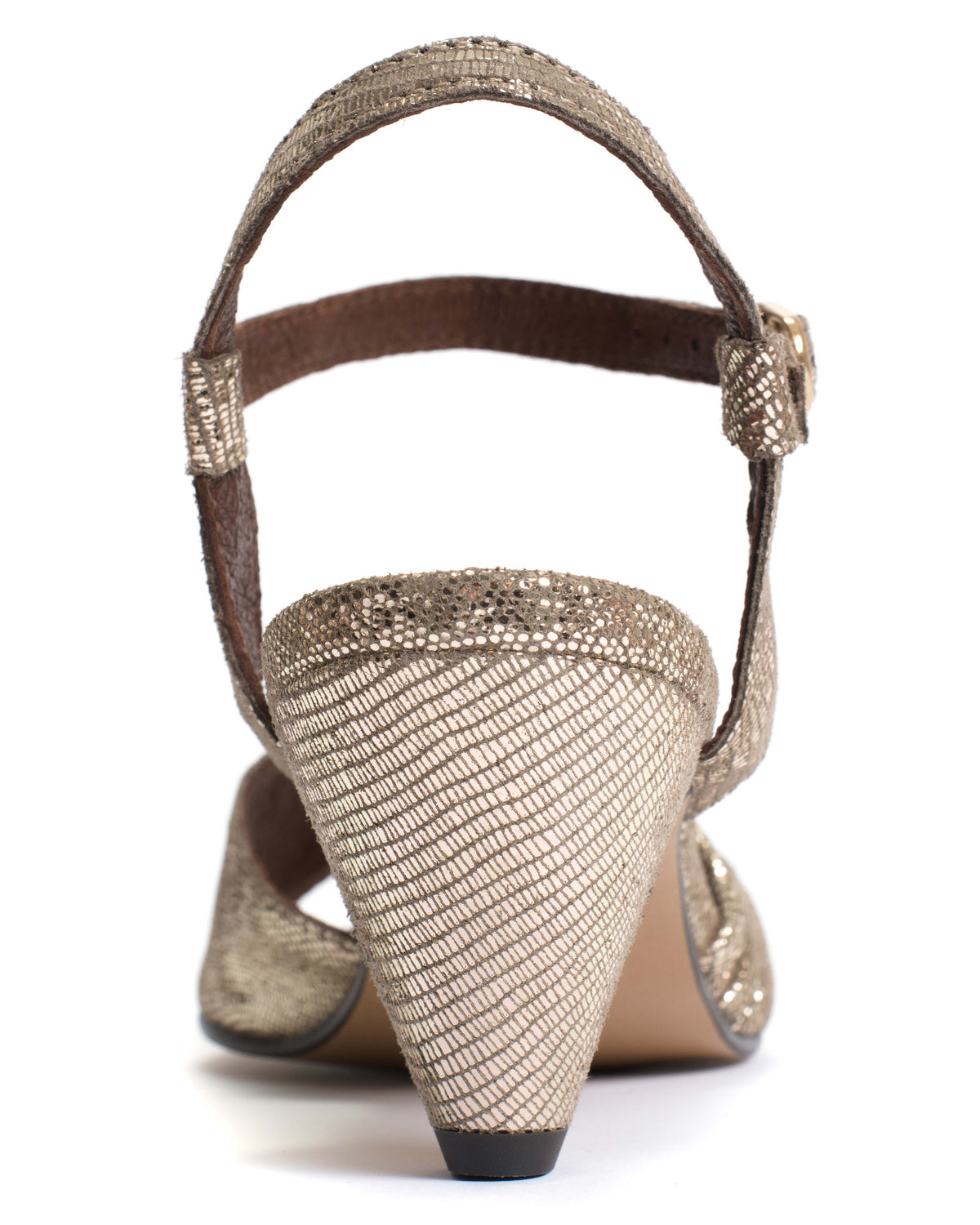 Hermine 50 stiletto Lizard metallic goat Vintage champagne