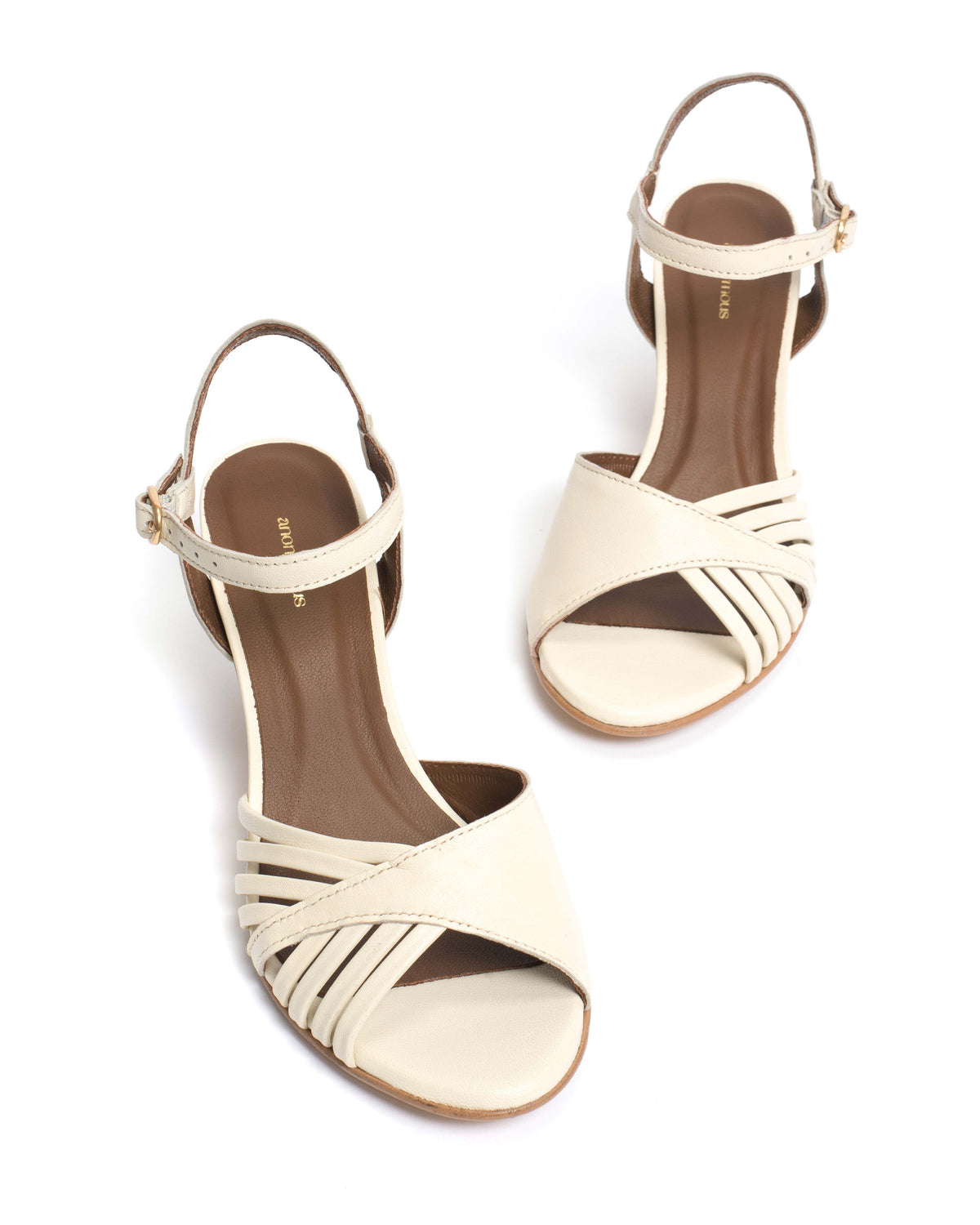 Hermine 50 stiletto Shiny lamb White sand