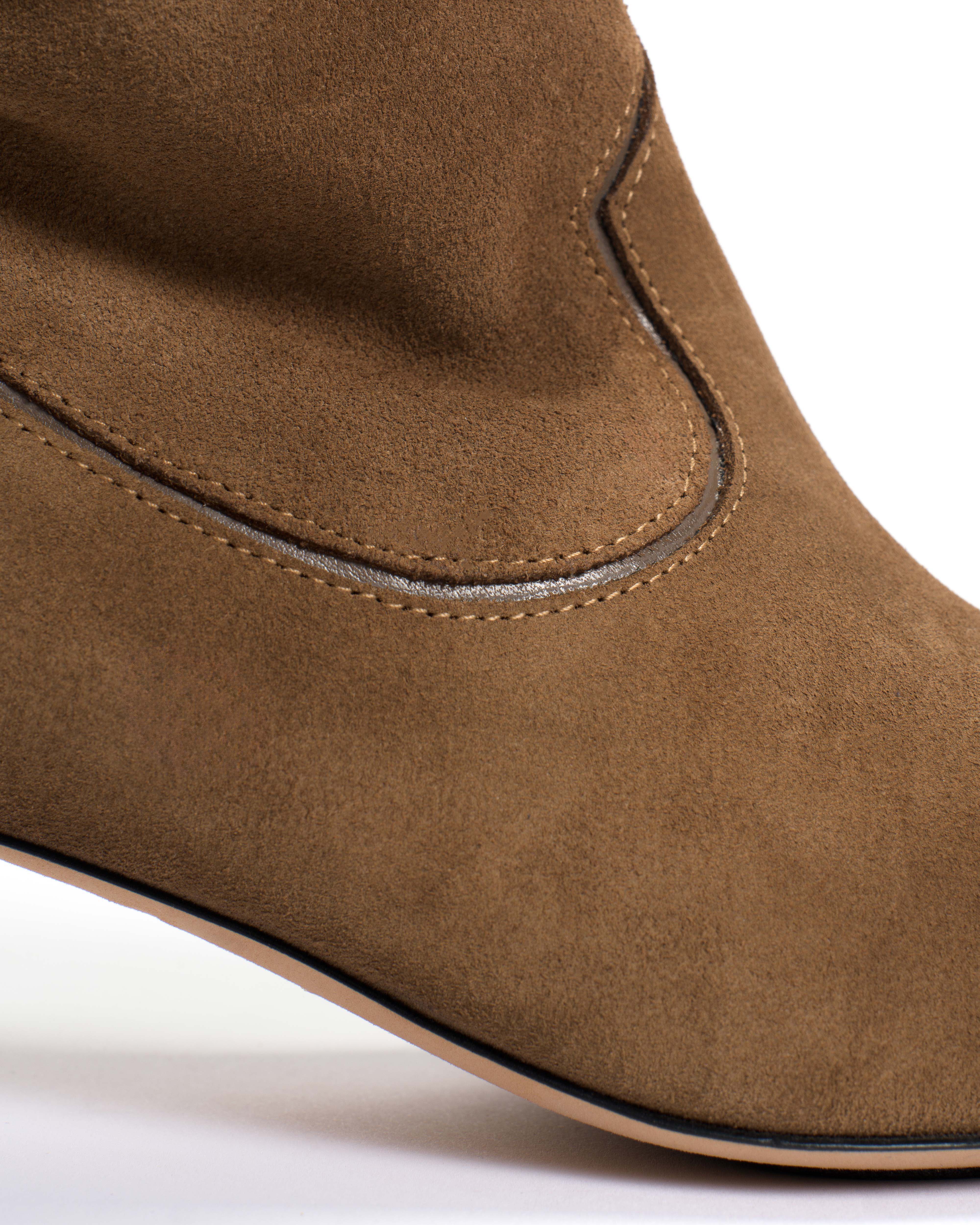 Hicha 40 stiletto Calf suede & sleek leather Cinnamon & dark taupe
