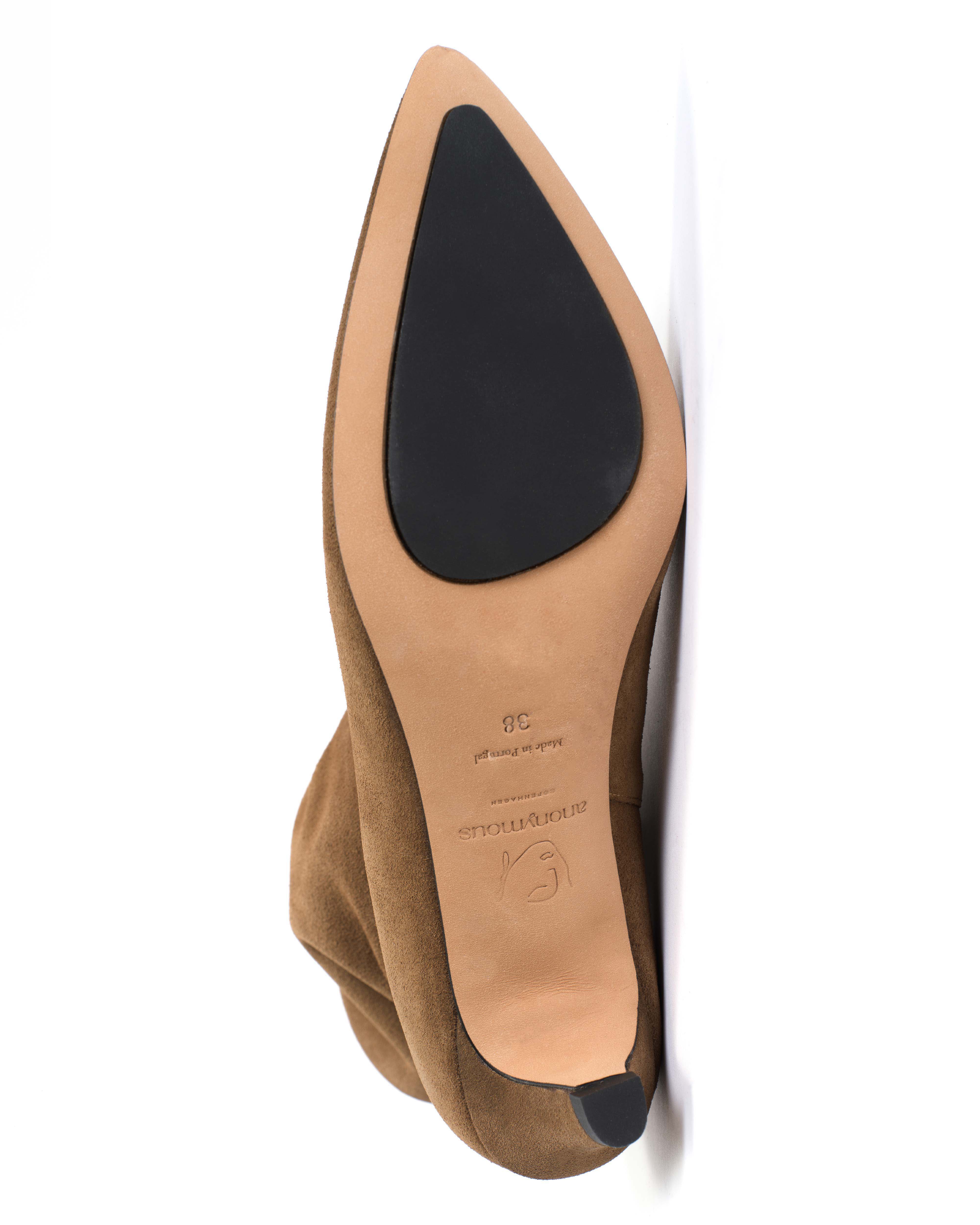 Hicha 40 stiletto Calf suede & sleek leather Cinnamon & dark taupe
