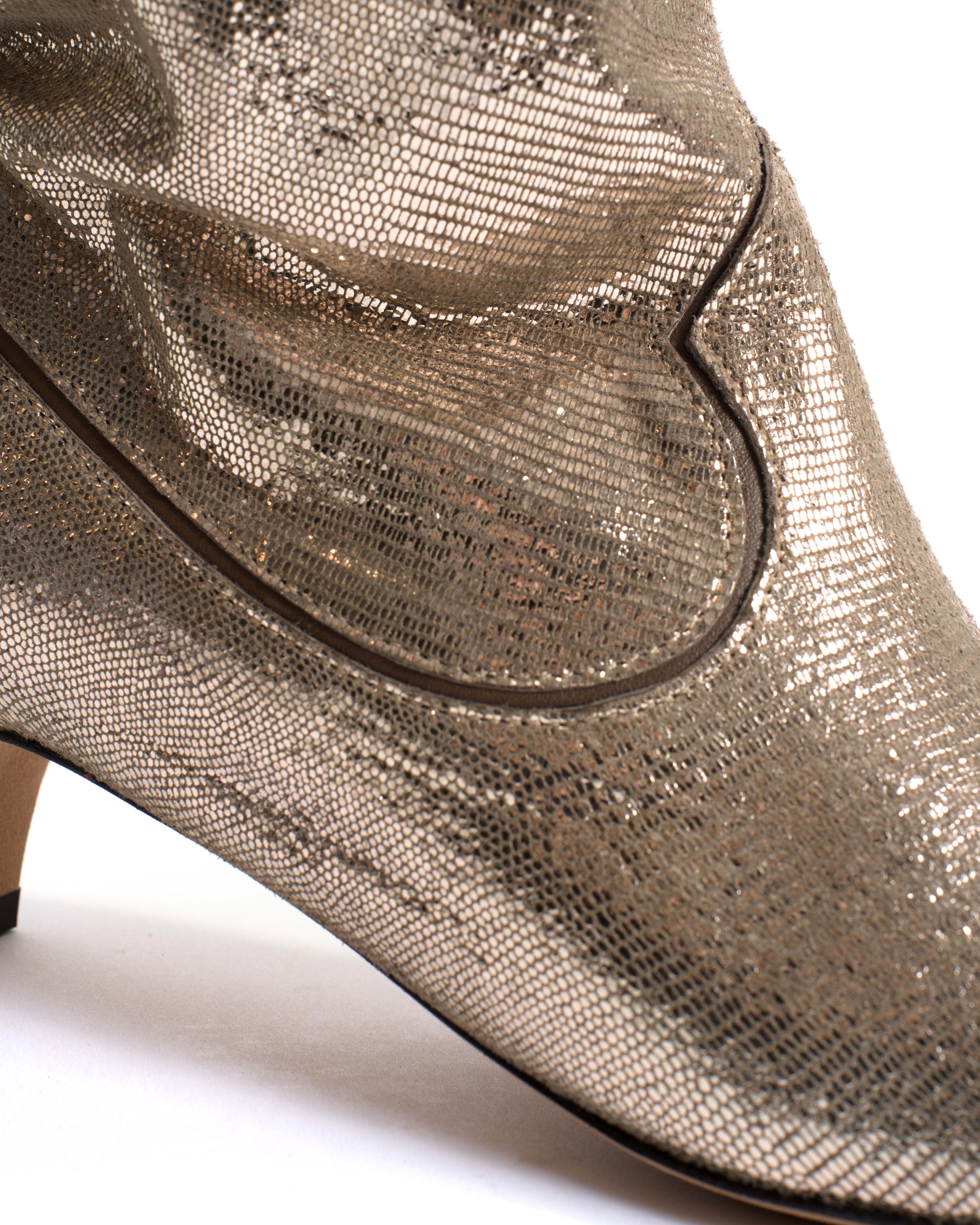 Hicha 40 stiletto Lizard metallic goat Vintage champagne