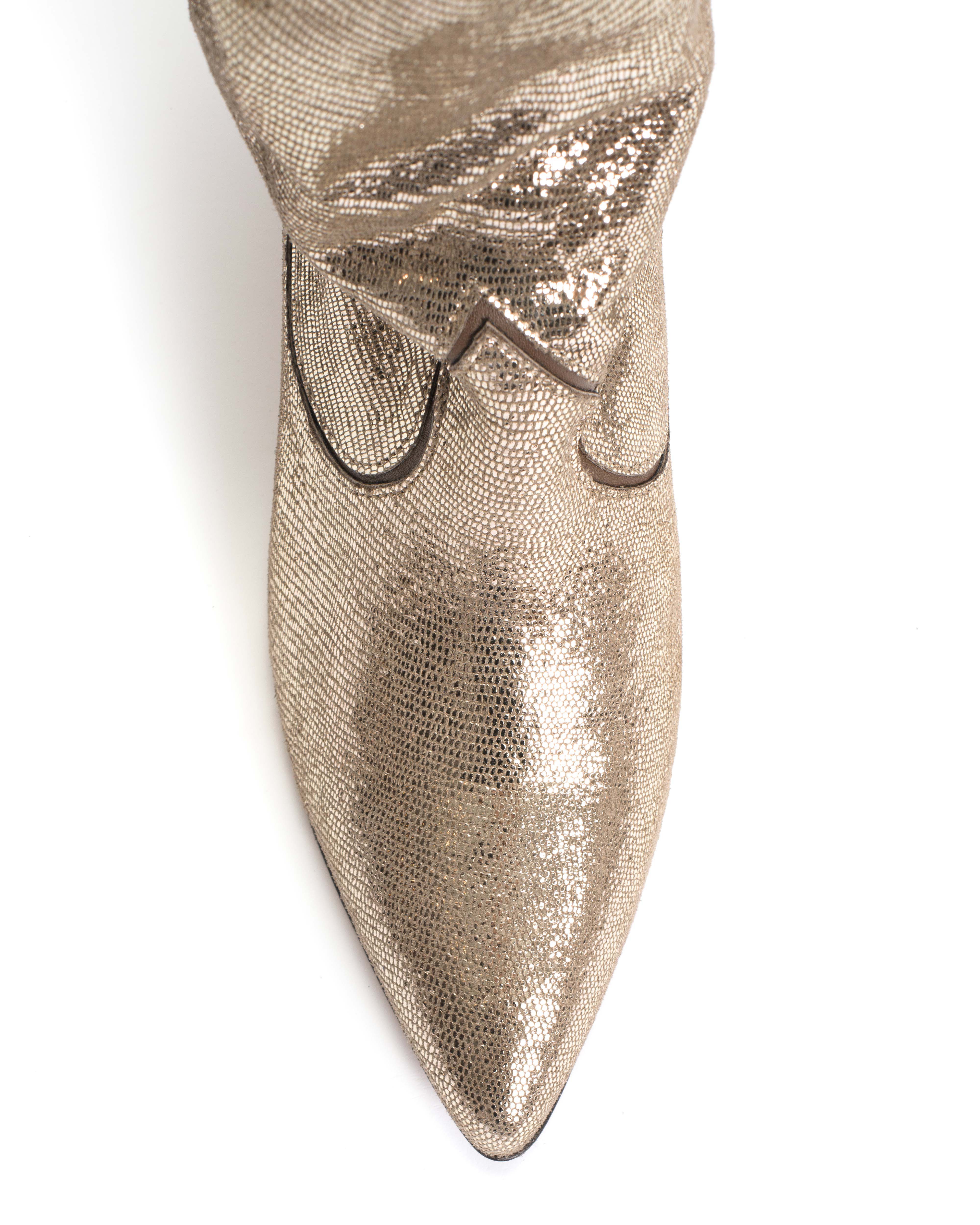 Hicha 40 stiletto Lizard metallic goat Vintage champagne