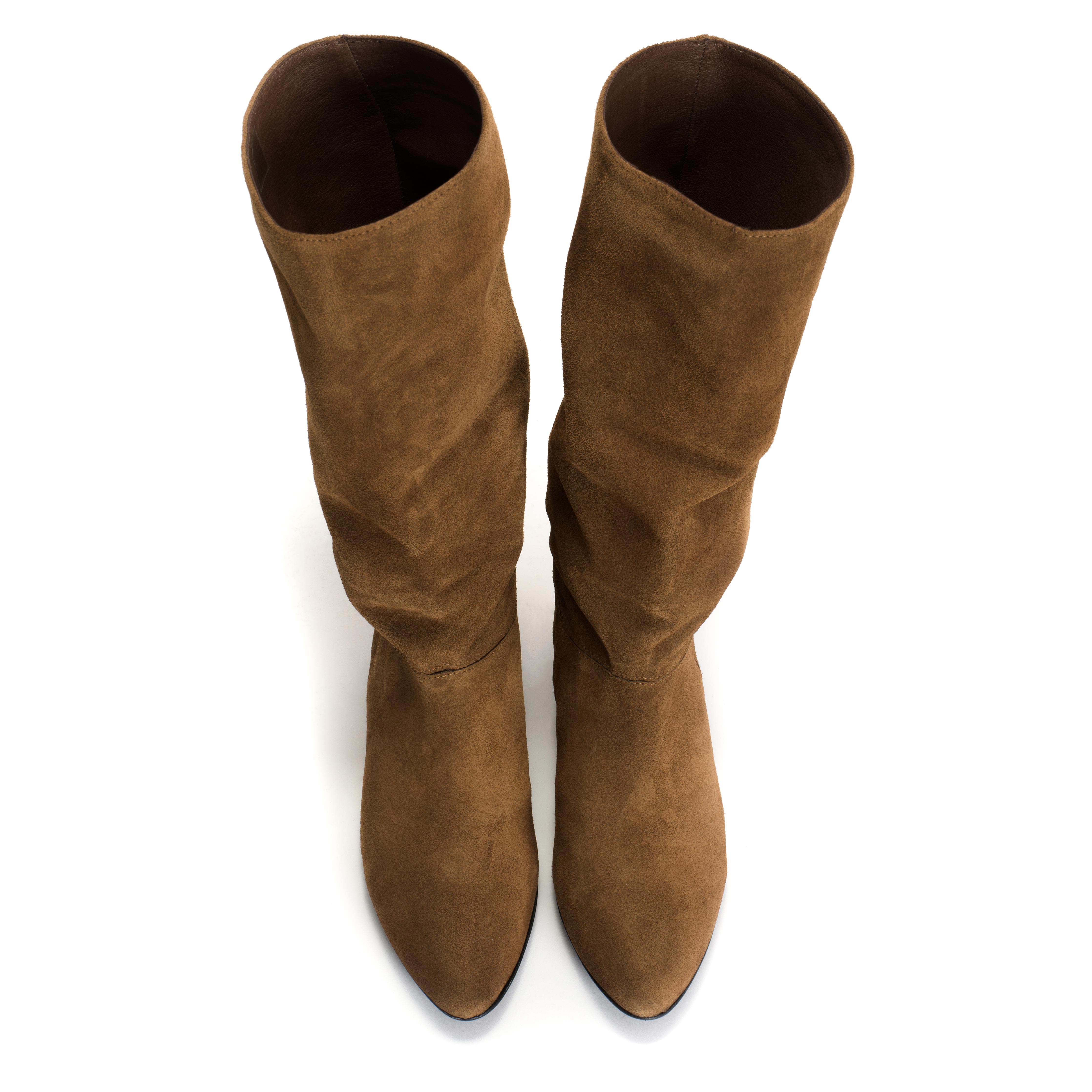 Jasmina 20 Calf suede & sleek leather Cinnamon & dark taupe