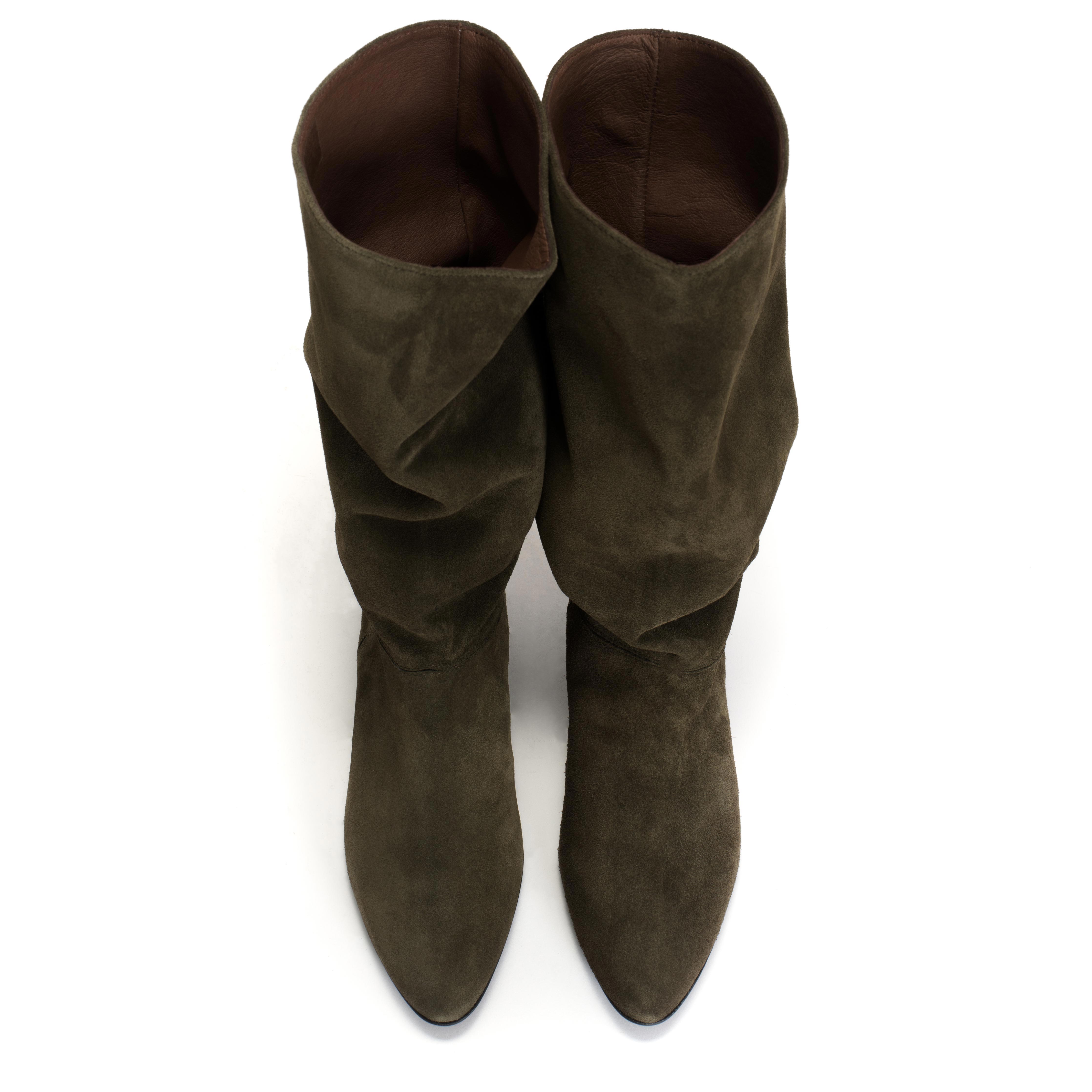 Jasmina 20 Calf suede & sleek leather Moss green