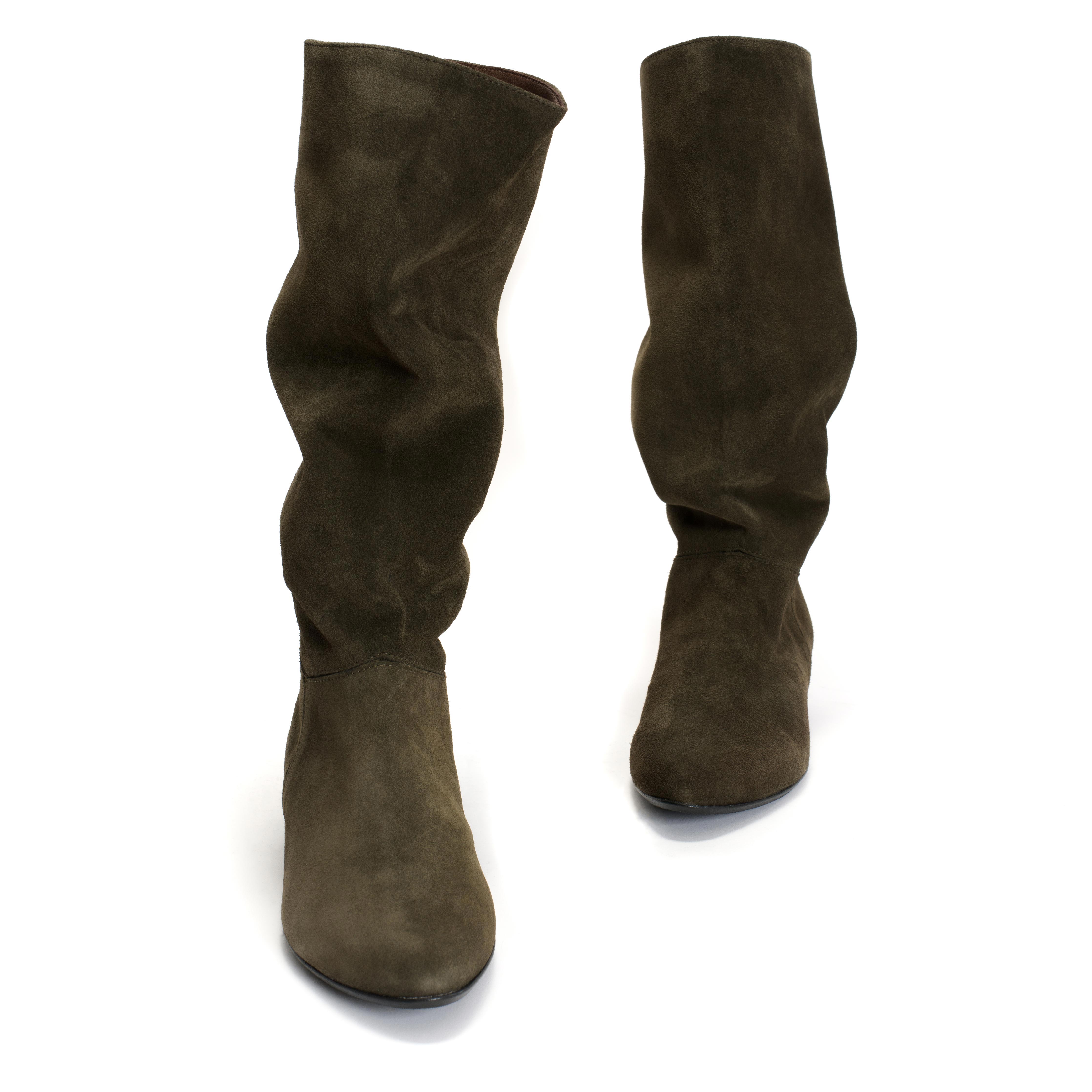 Jasmina 20 Calf suede & sleek leather Moss green