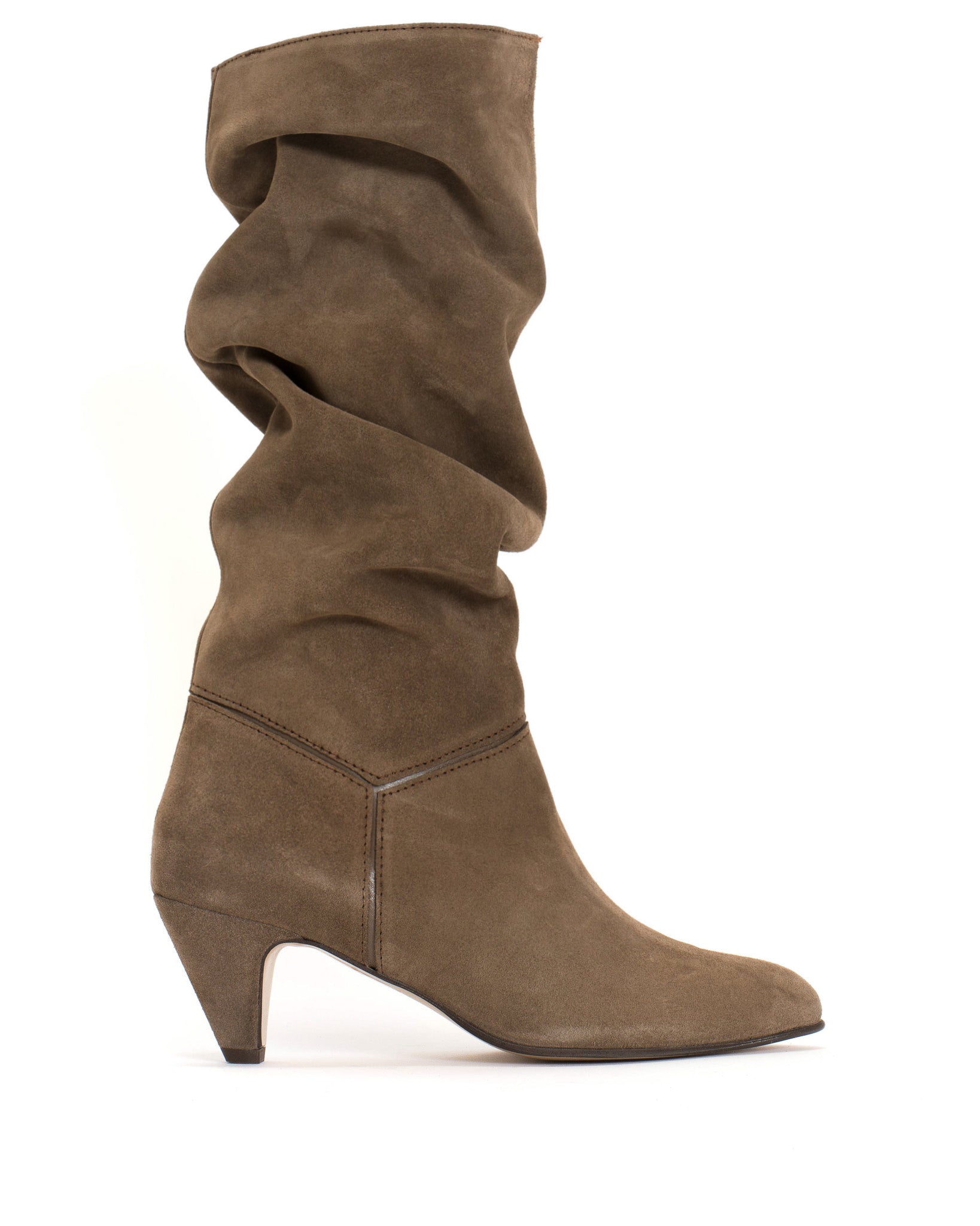 Jasmina 50 stiletto Calf suede & sleek leather Dark taupe