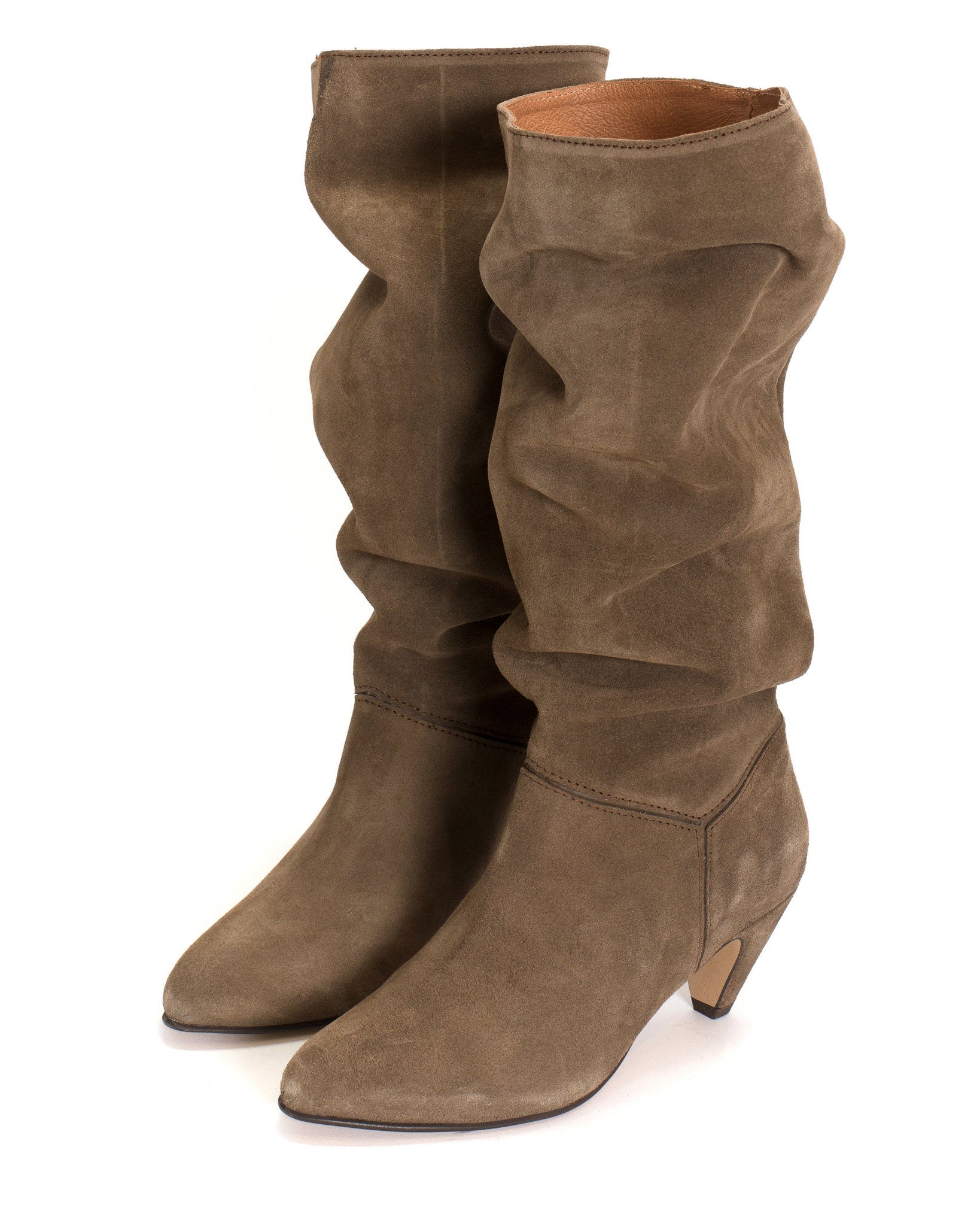 Jasmina 50 stiletto Calf suede & sleek leather Dark taupe