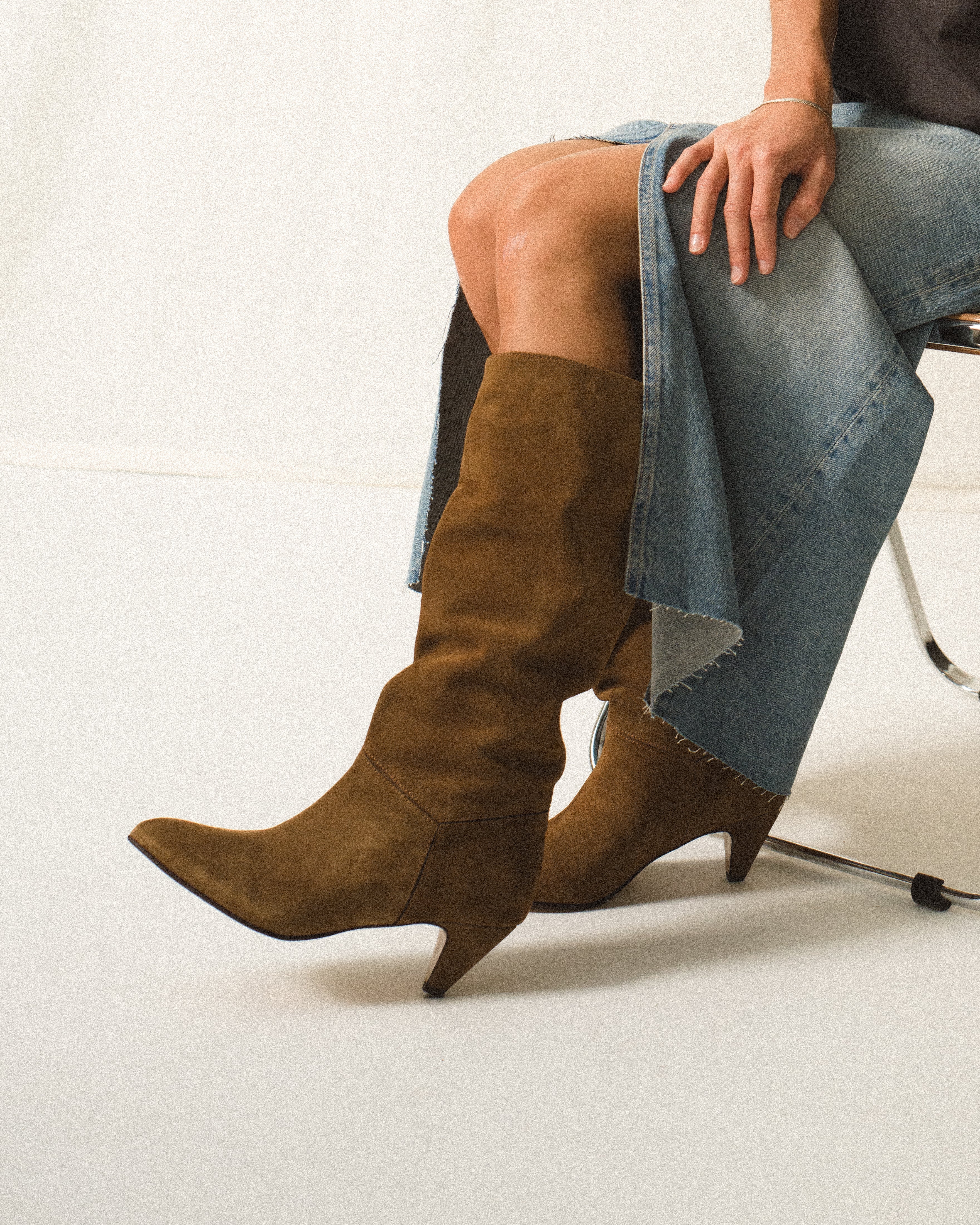 Jasmina 50 stiletto Calf suede & sleek leather Cinnamon & dark taupe