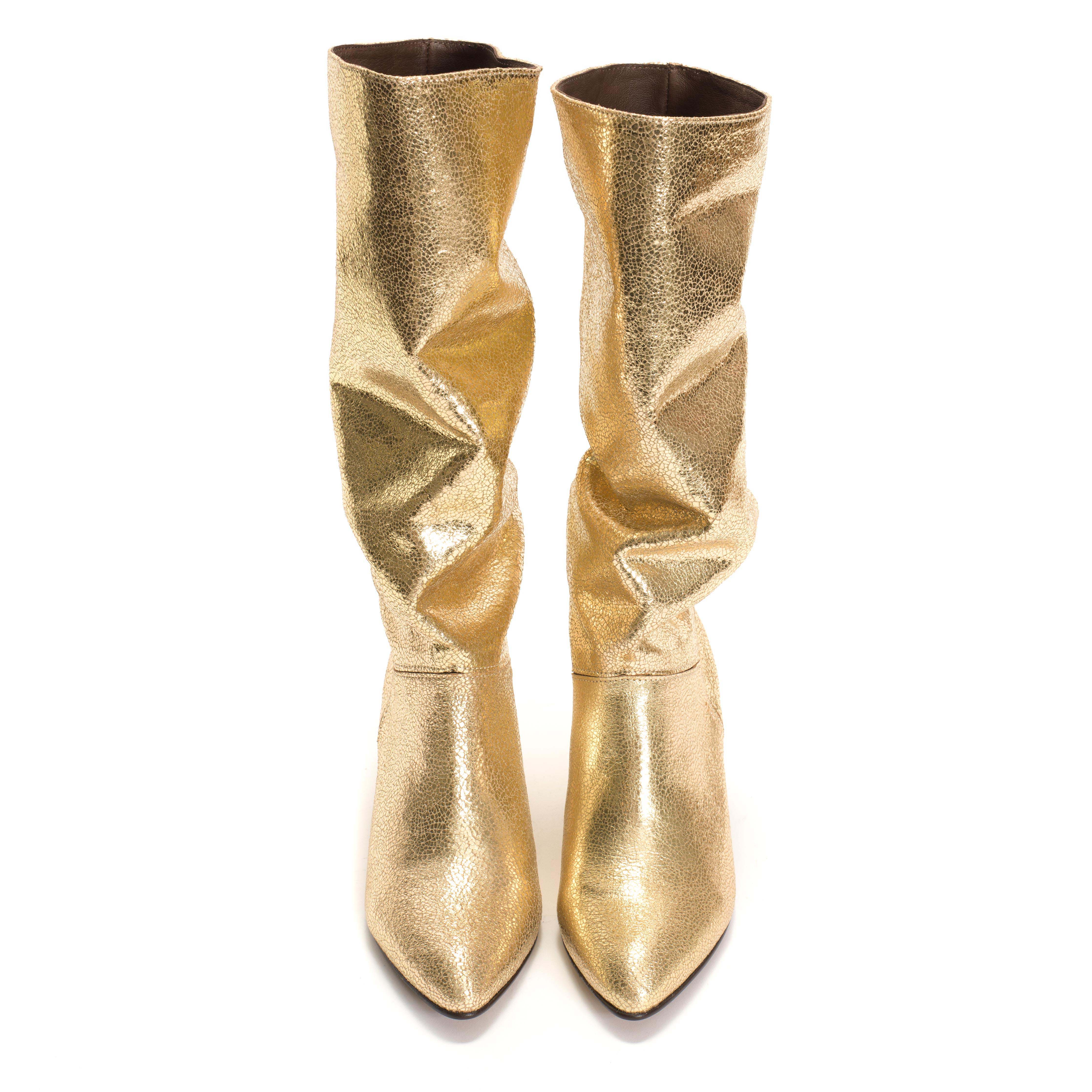 Jasmina 50 stiletto Crackled metallic goat Gold