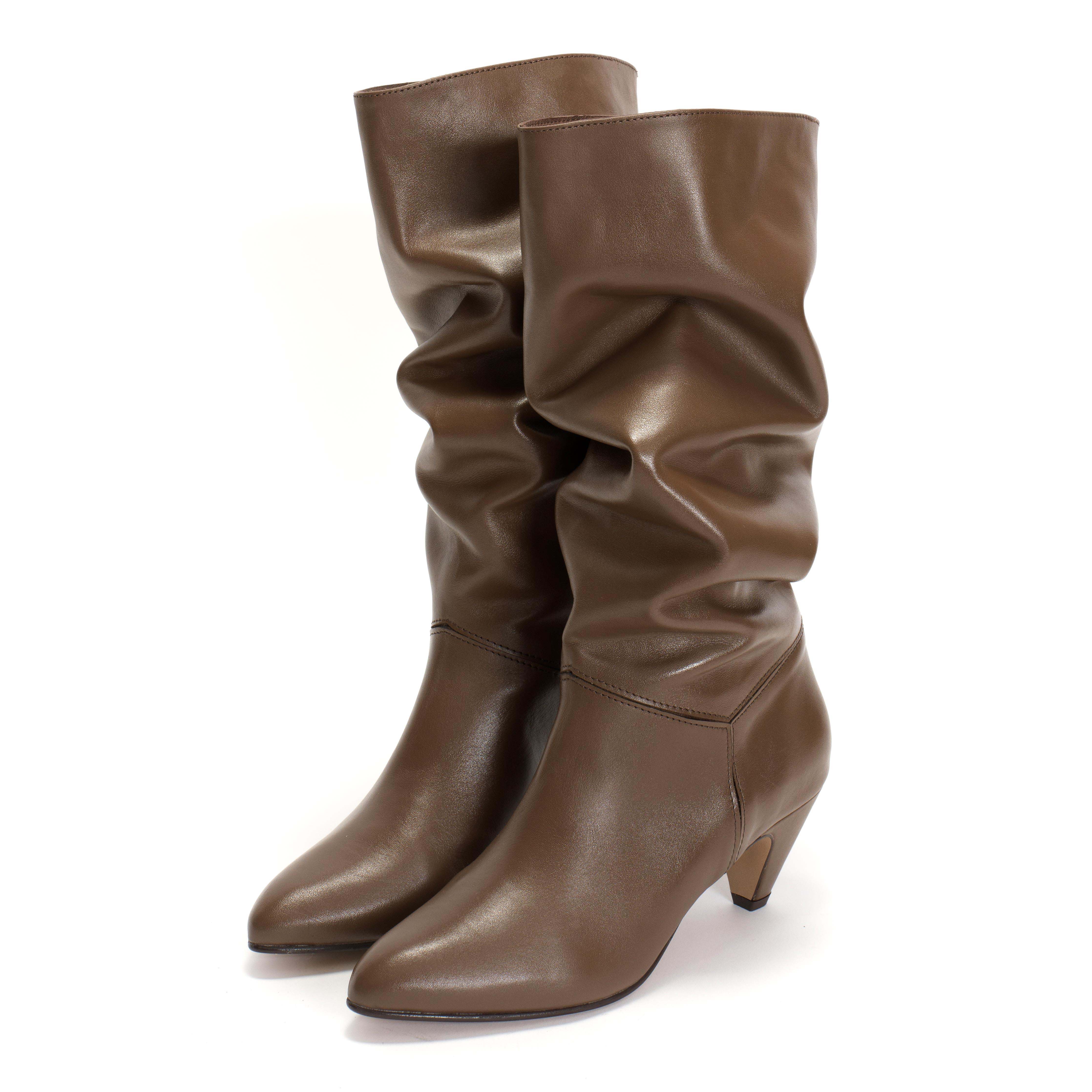 Jasmina 50 stiletto Soft calf & suede leather Dark taupe