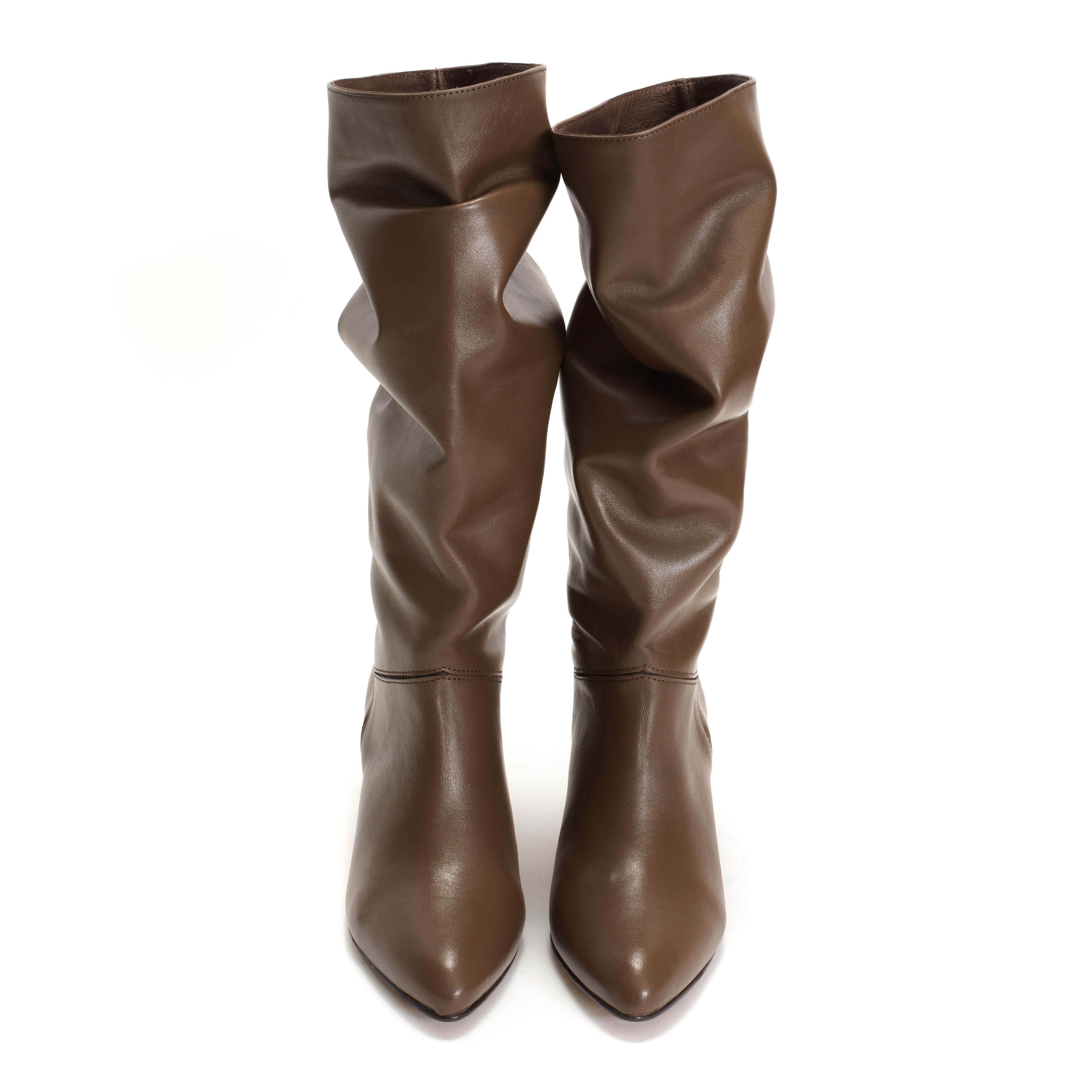 Jasmina 50 stiletto Soft calf & suede leather Dark taupe