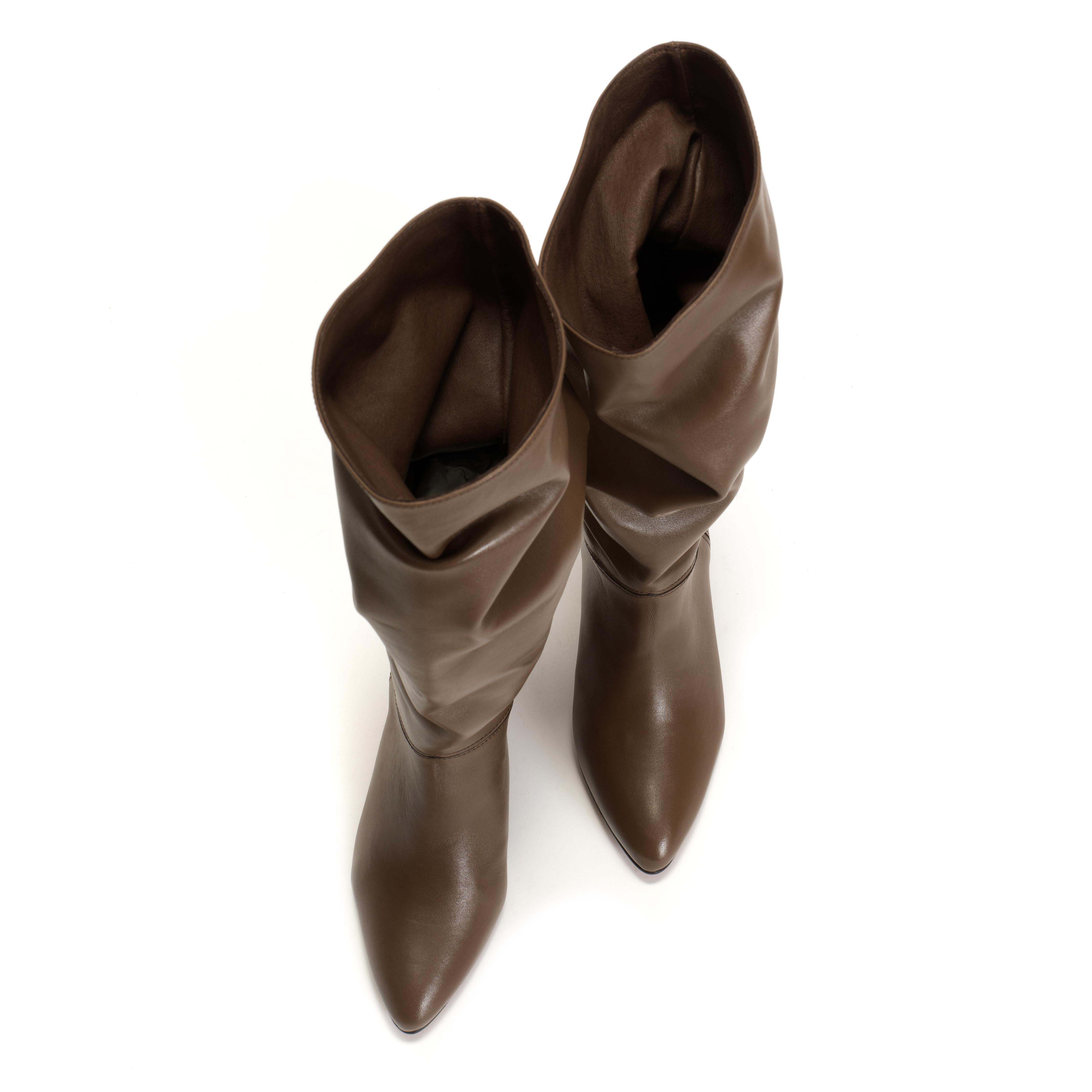 Jasmina 50 stiletto Soft calf & suede leather Dark taupe