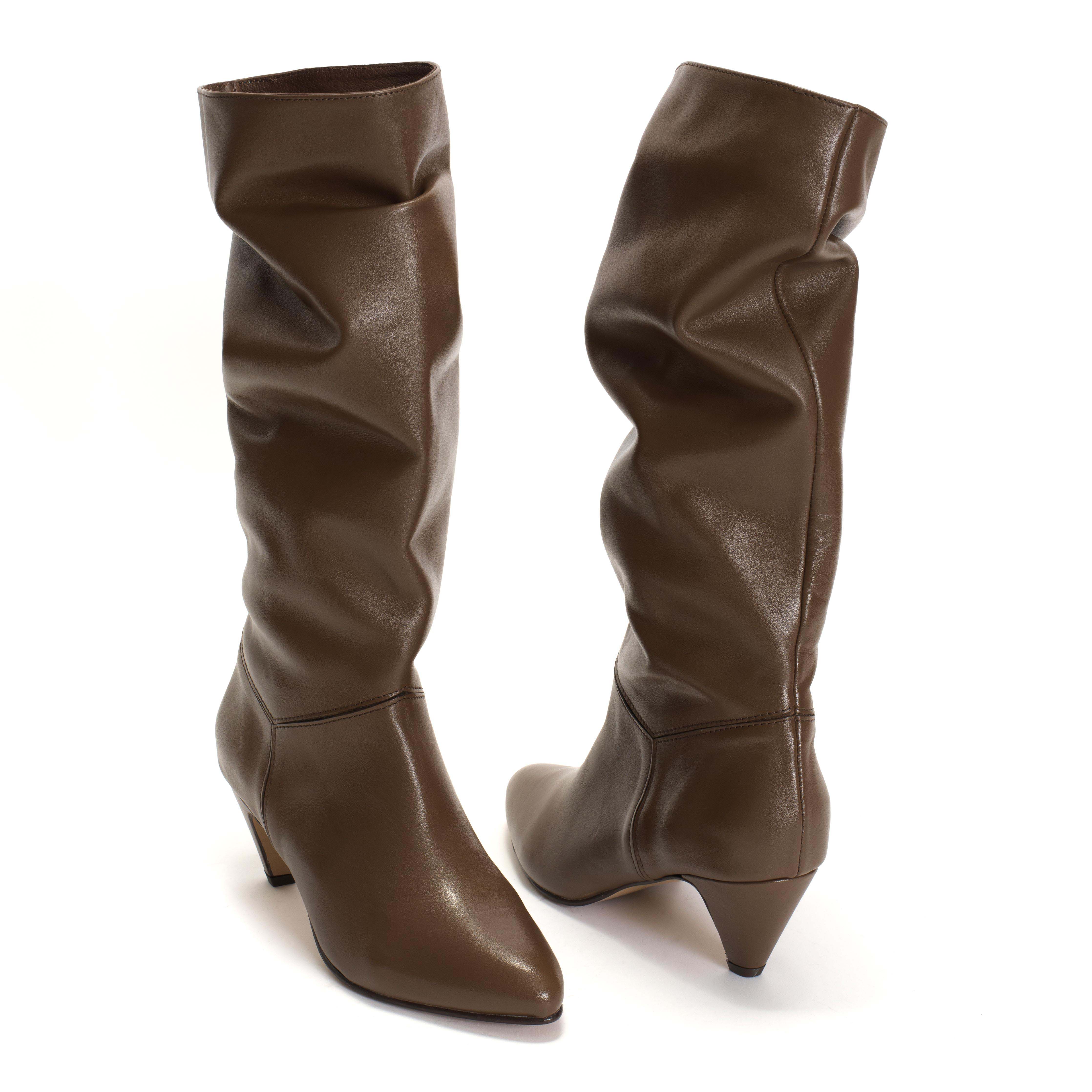 Jasmina 50 stiletto Soft calf & suede leather Dark taupe