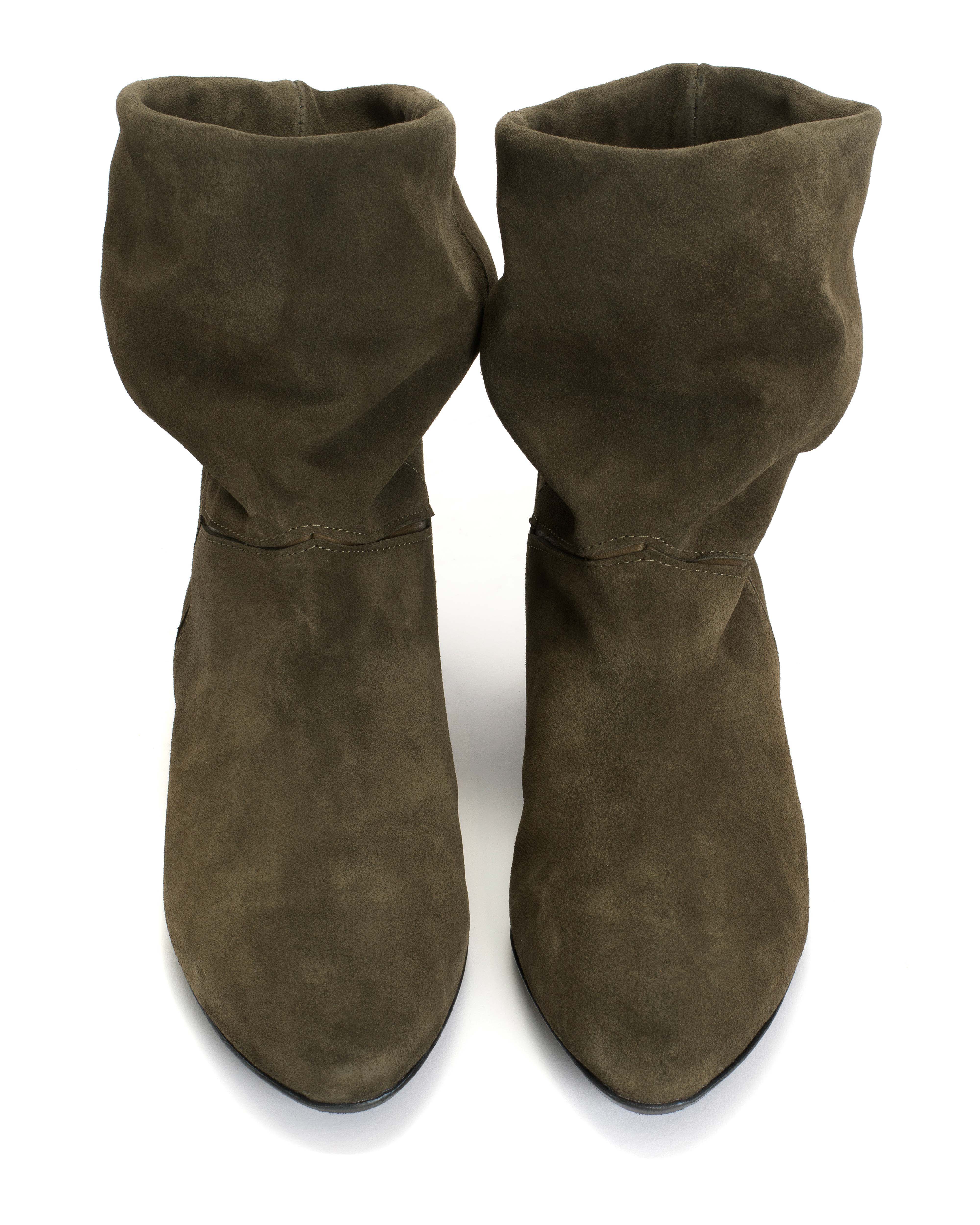 Jassi 20 Calf suede & sleek leather Moss green