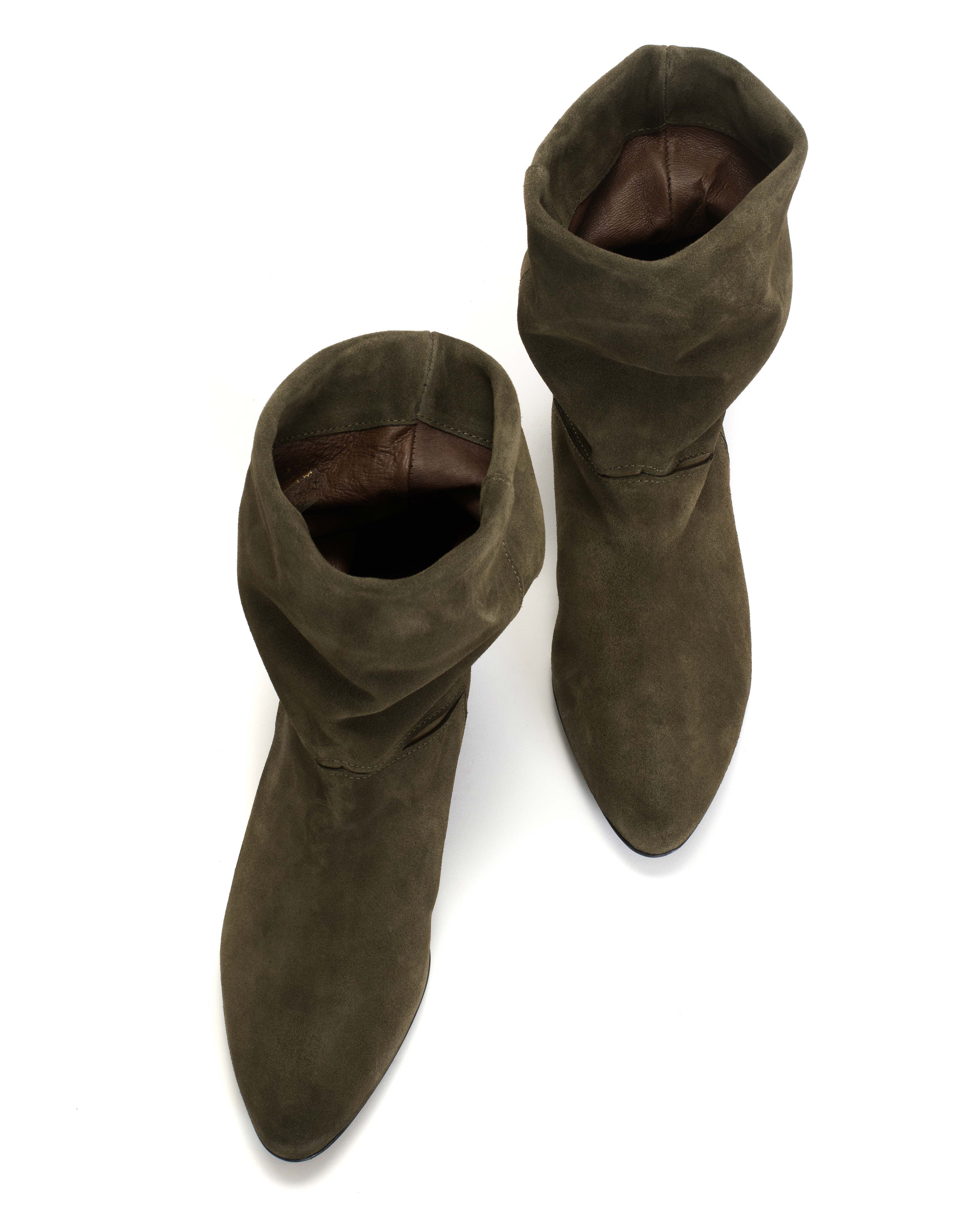 Jassi 20 Calf suede & sleek leather Moss green