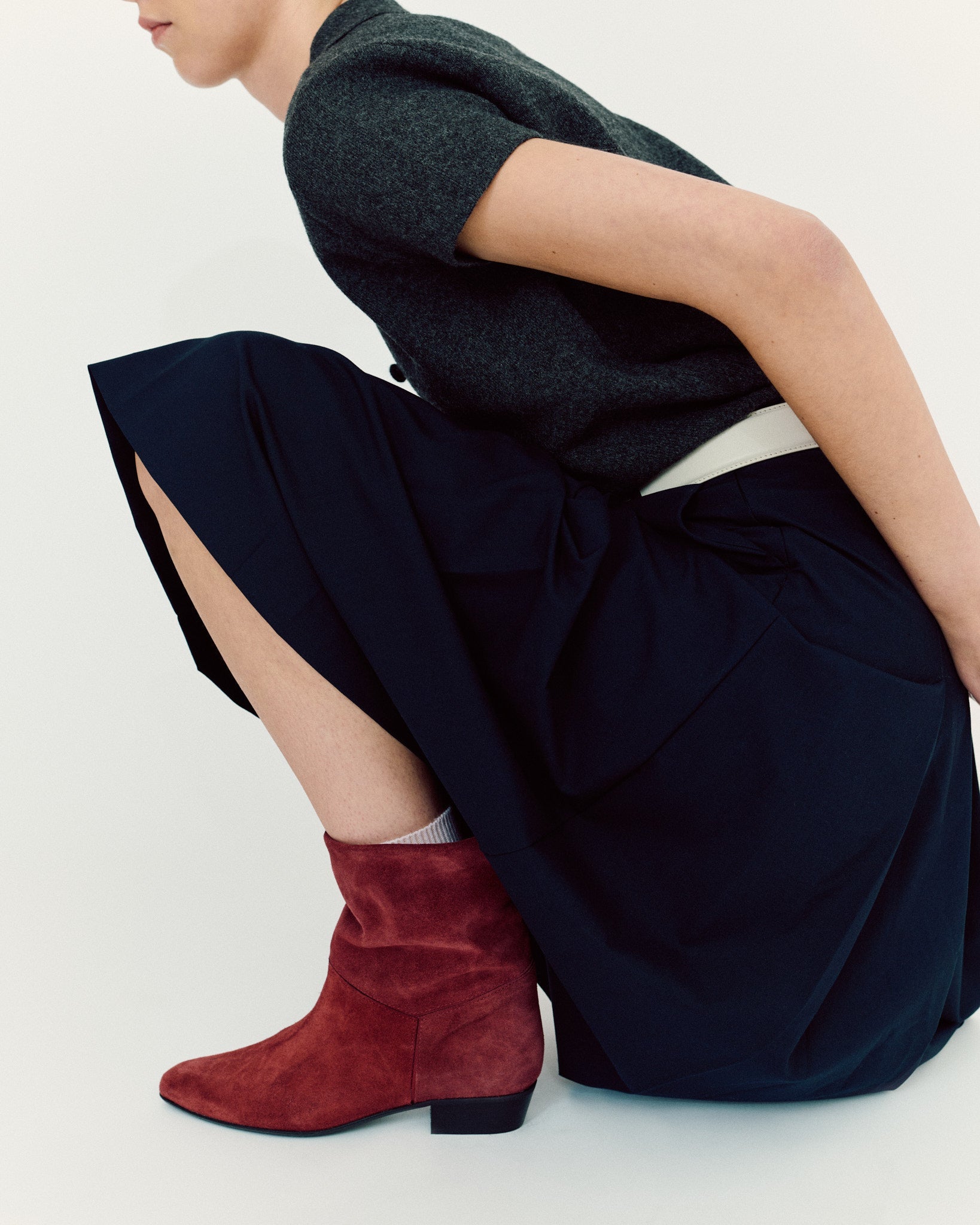 Jassi 20 Calf suede & sleek leather Pomegranate