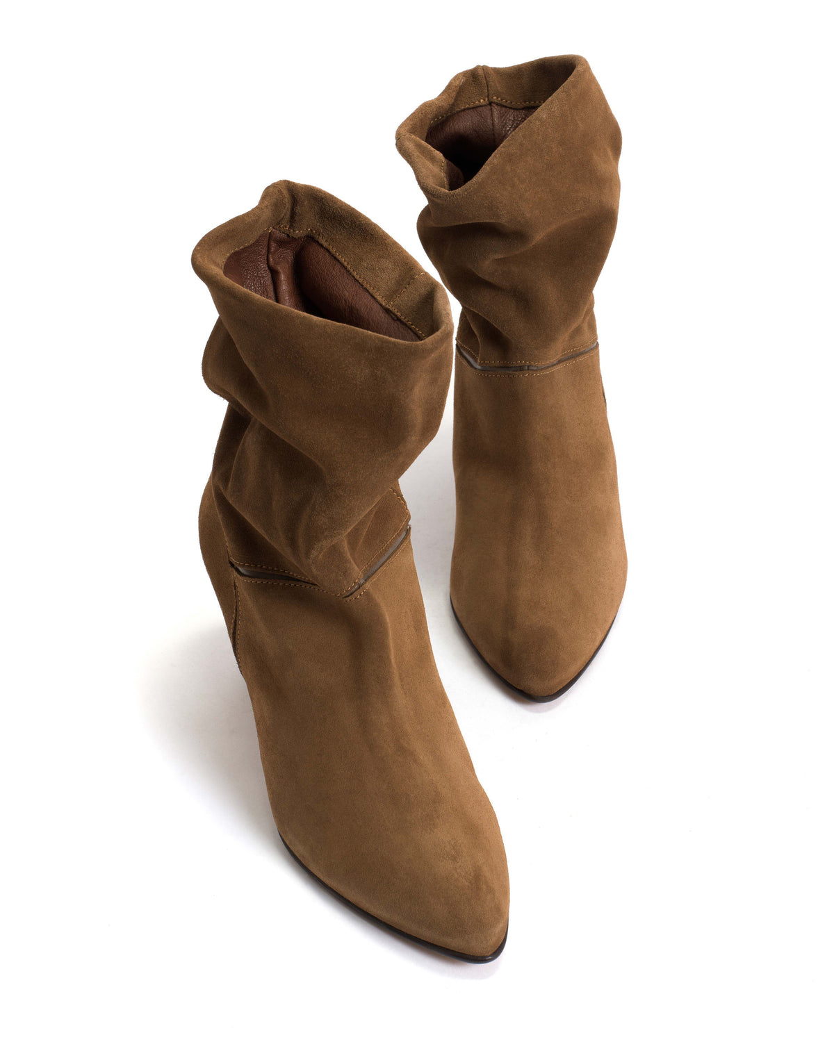 Jassi 50 stiletto Calf suede & sleek leather Cinnamon & dark taupe