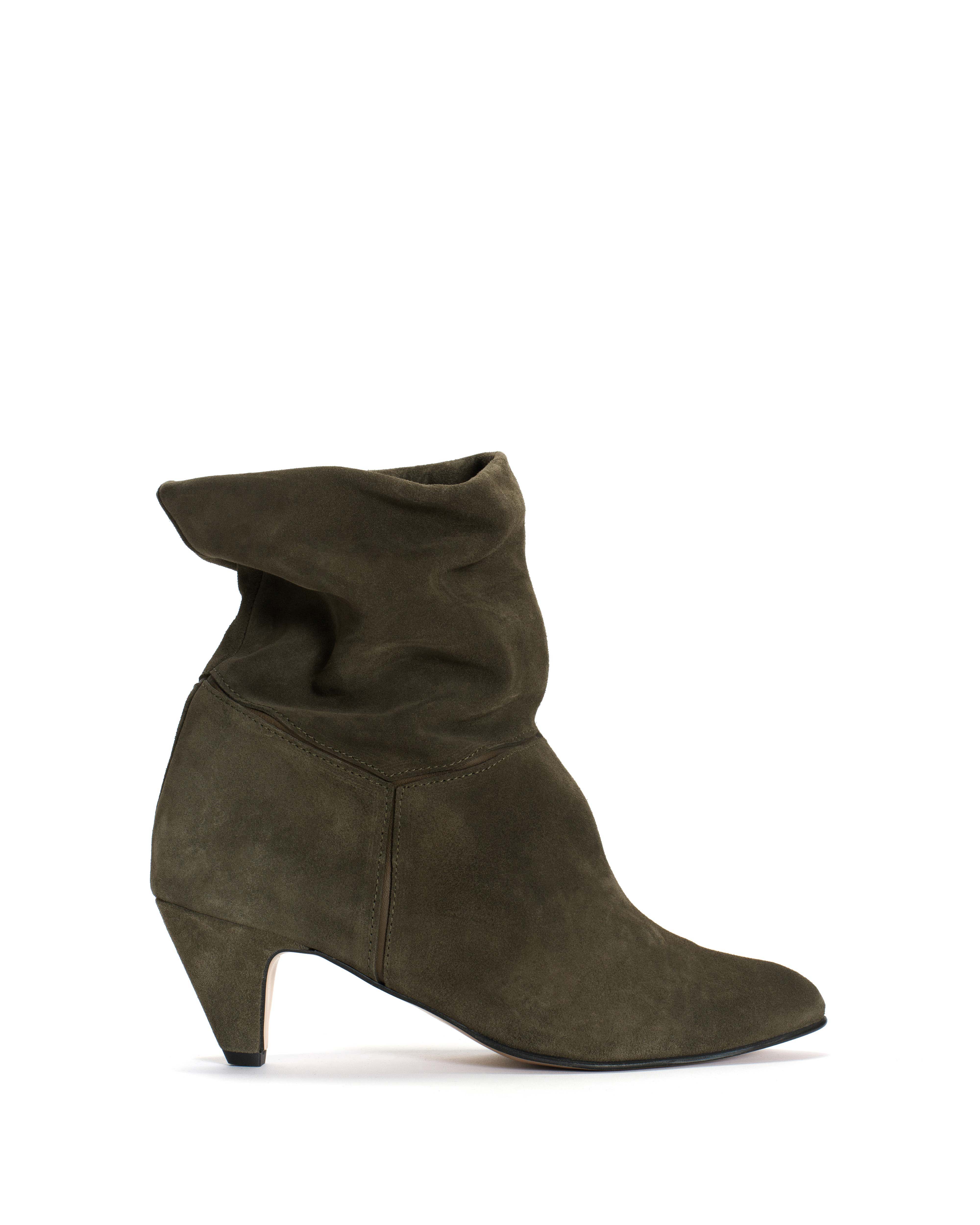 Jassi 50 stiletto Calf suede & sleek leather Moss green