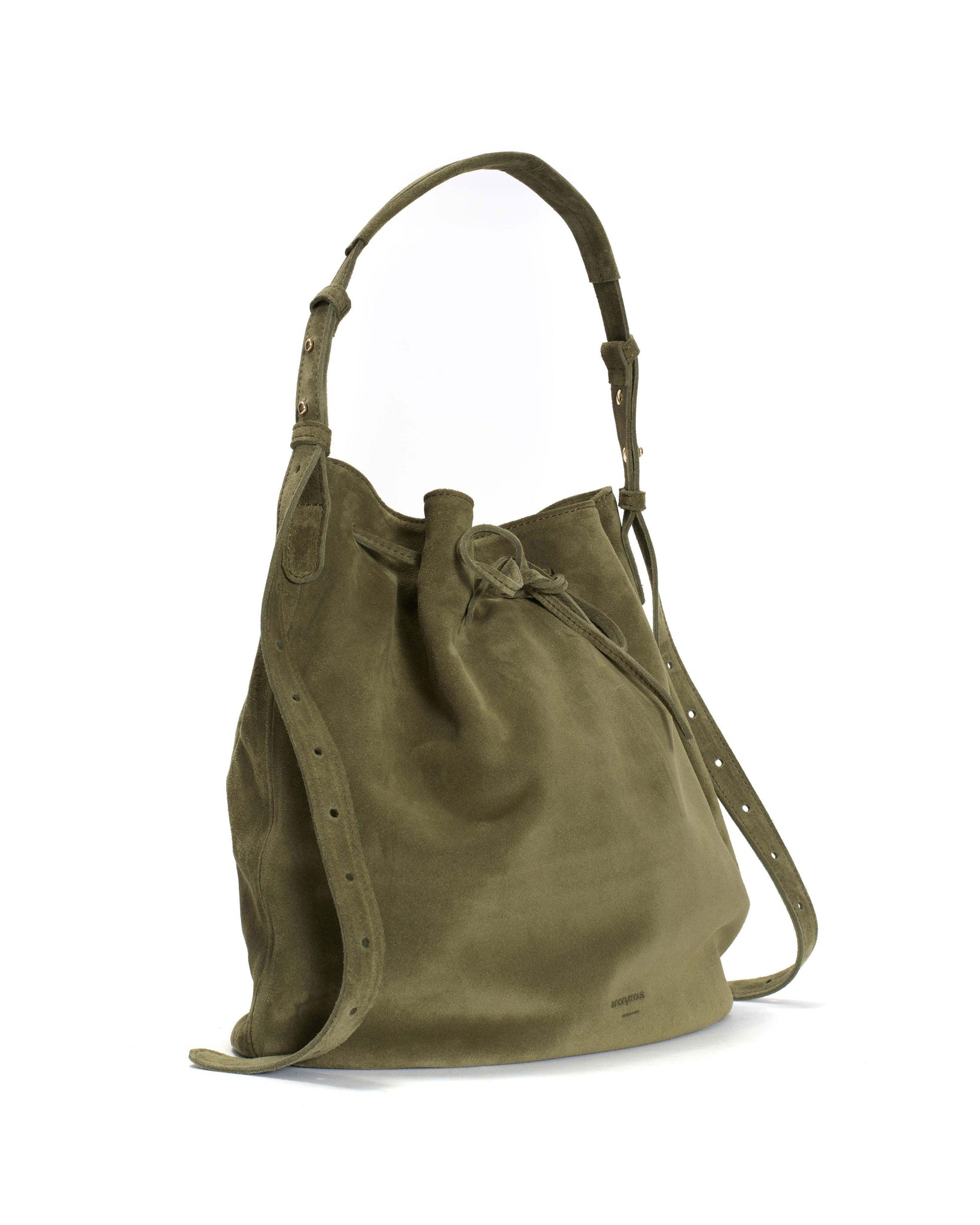 Kacey grand bucket bag Calf suede Olive green - Anonymous Copenhagen