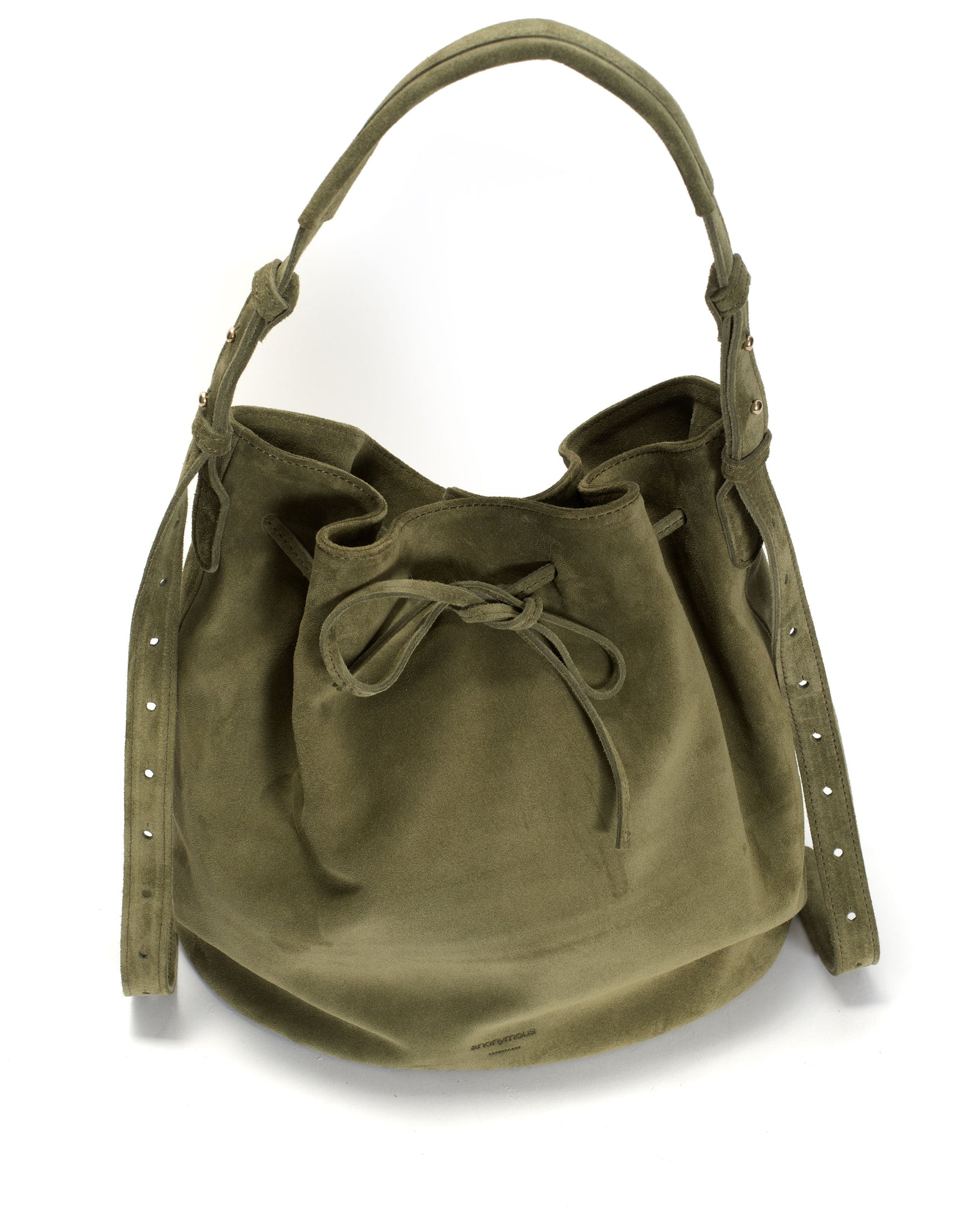 Kacey grand bucket bag Calf suede Olive green - Anonymous Copenhagen