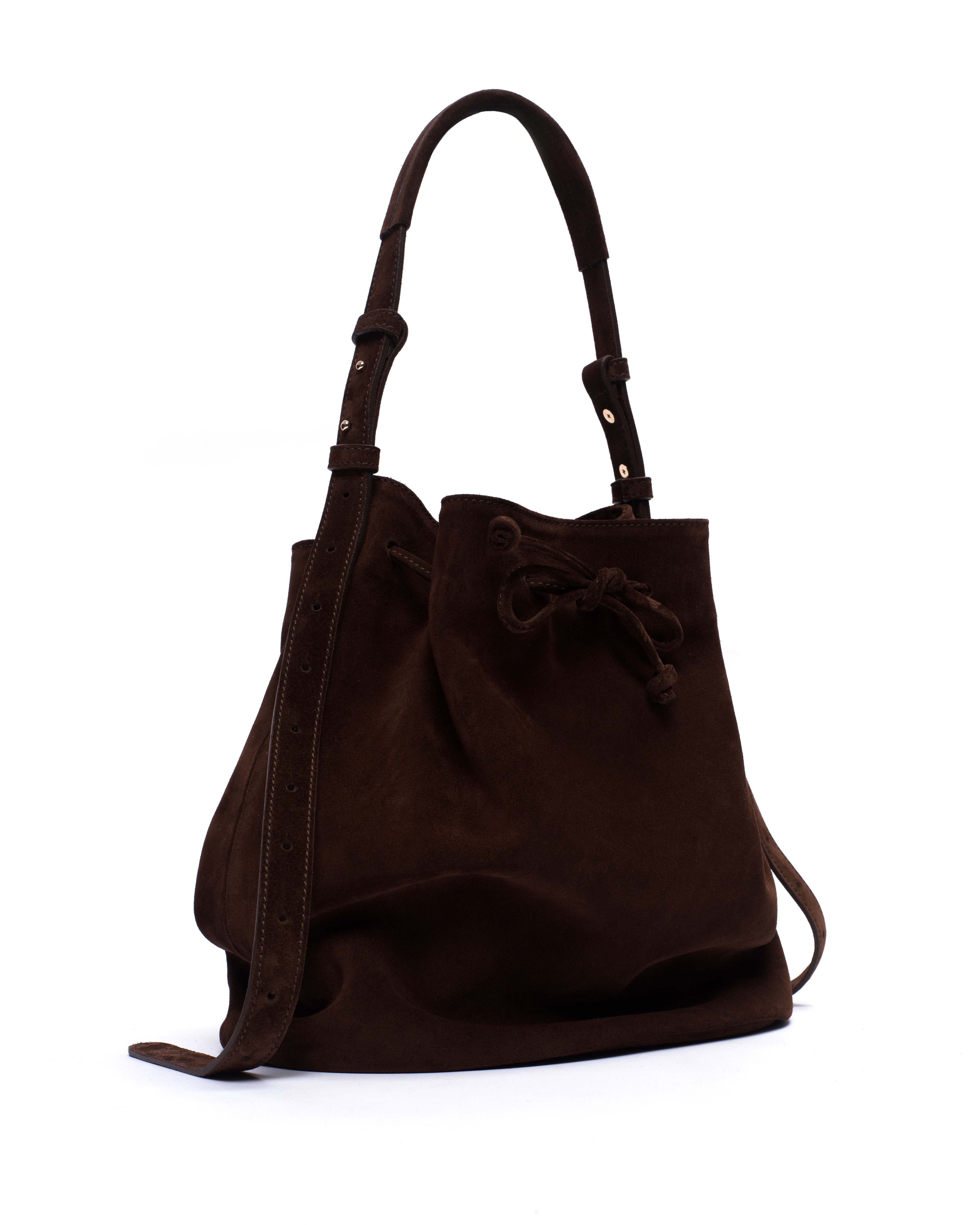 Kacey grand bucket bag Calf suede Chocolate