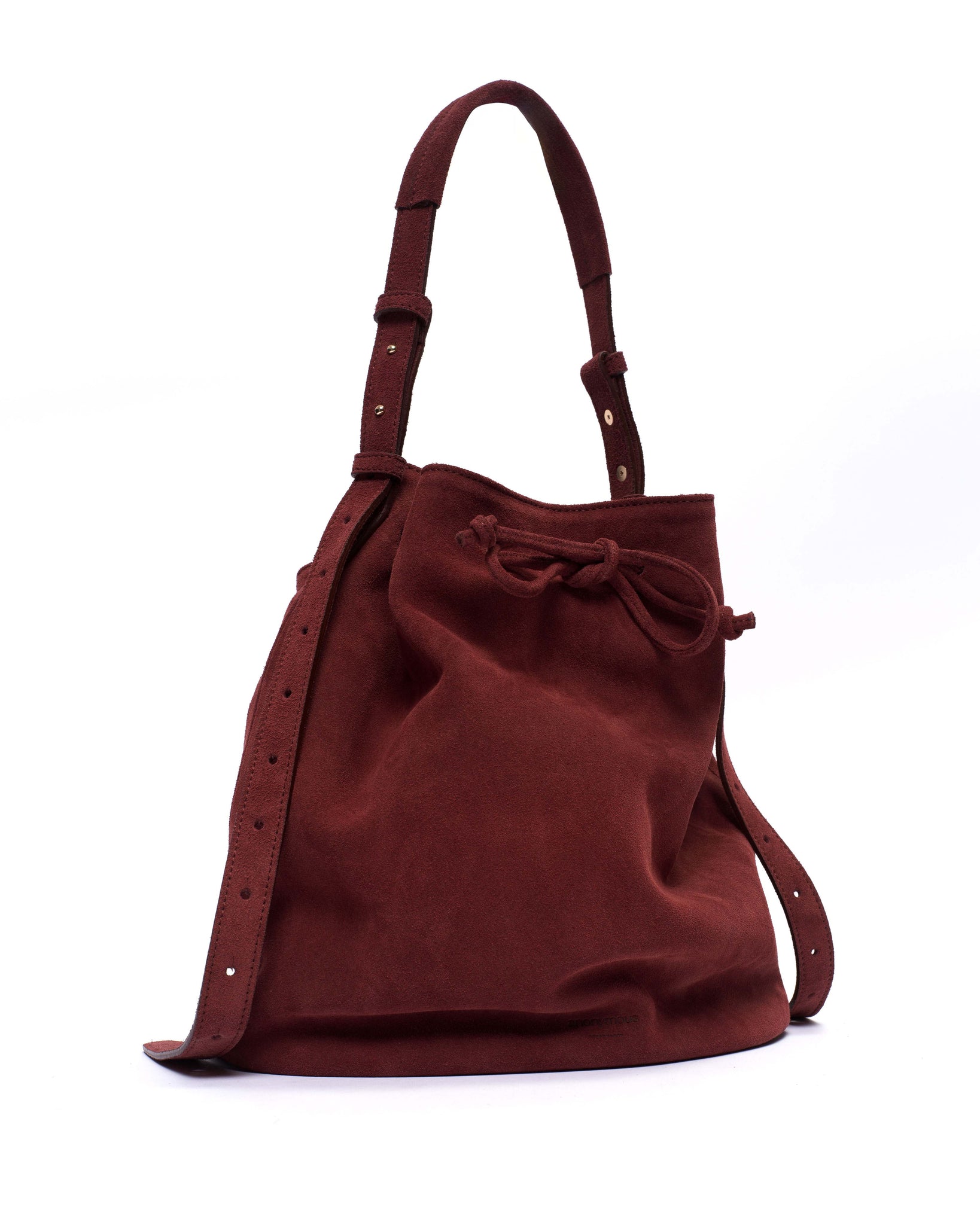 Kacey grand bucket bag Calf suede Pomegranate - Anonymous Copenhagen