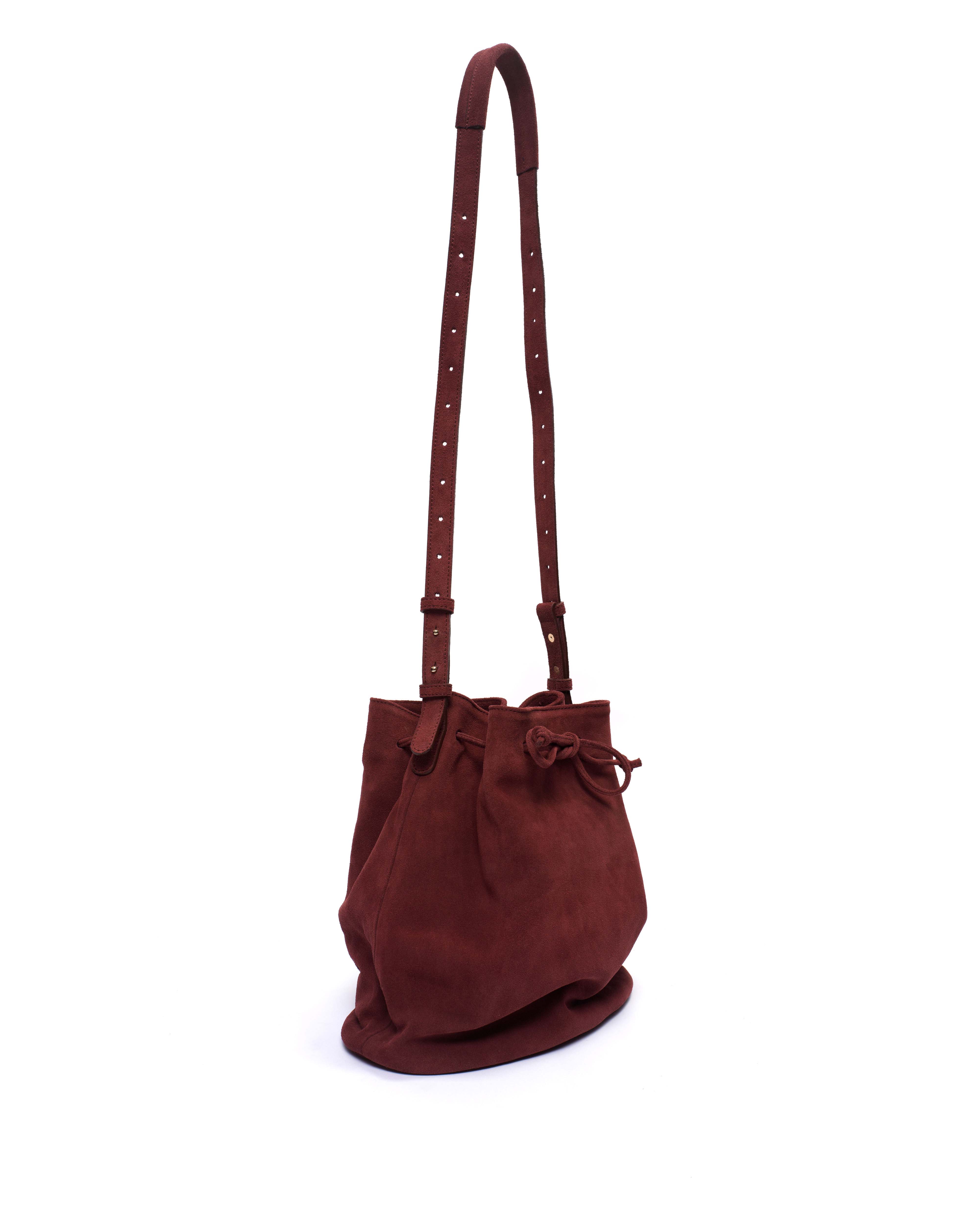 Kacey grand bucket bag Calf suede Pomegranate