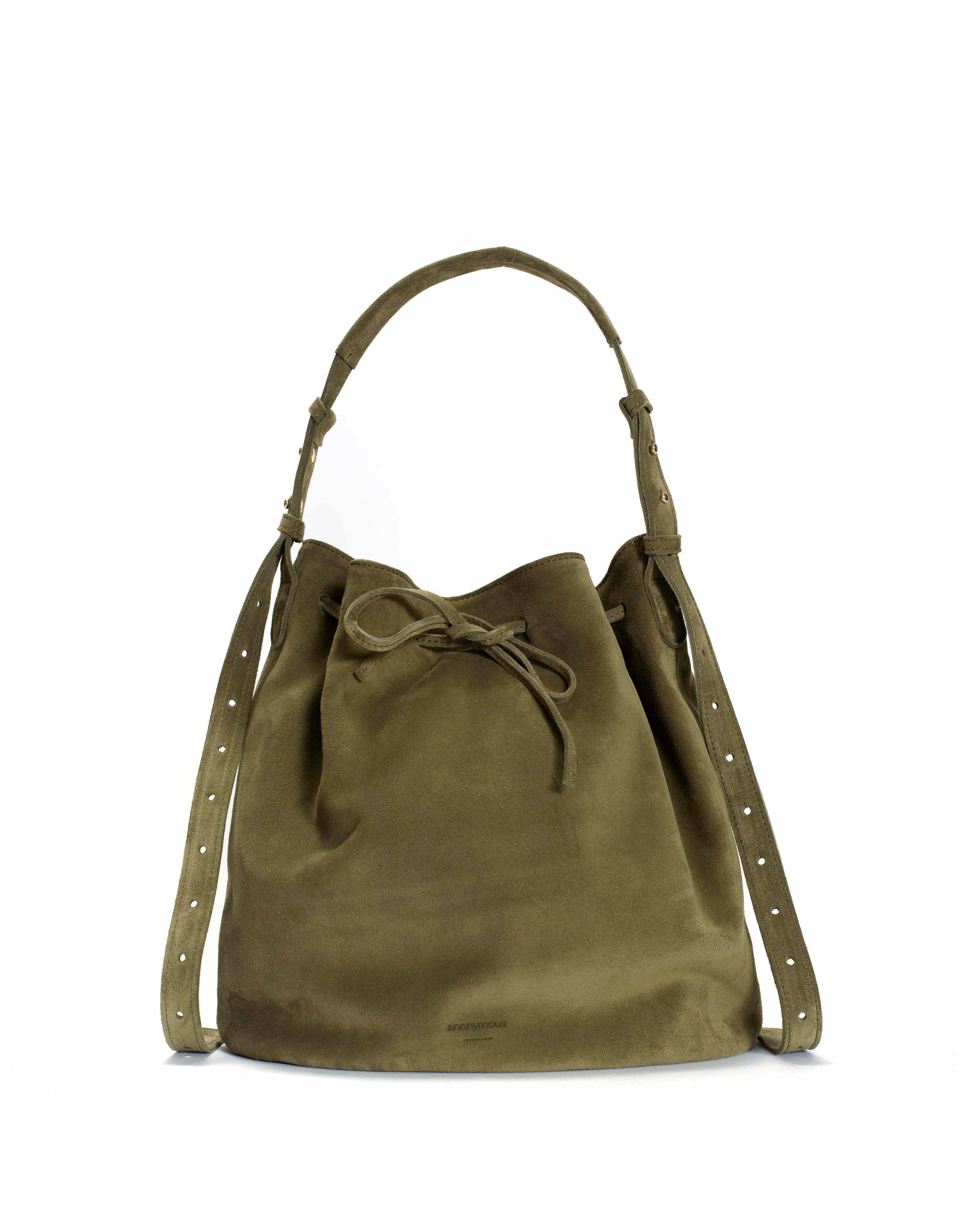 Kacey grand bucket bag Calf suede Olive green