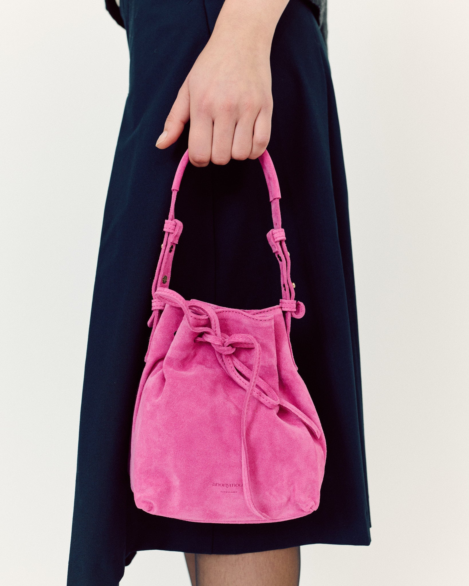 Kacey petite bucket bag Calf suede Raspberry sorbet