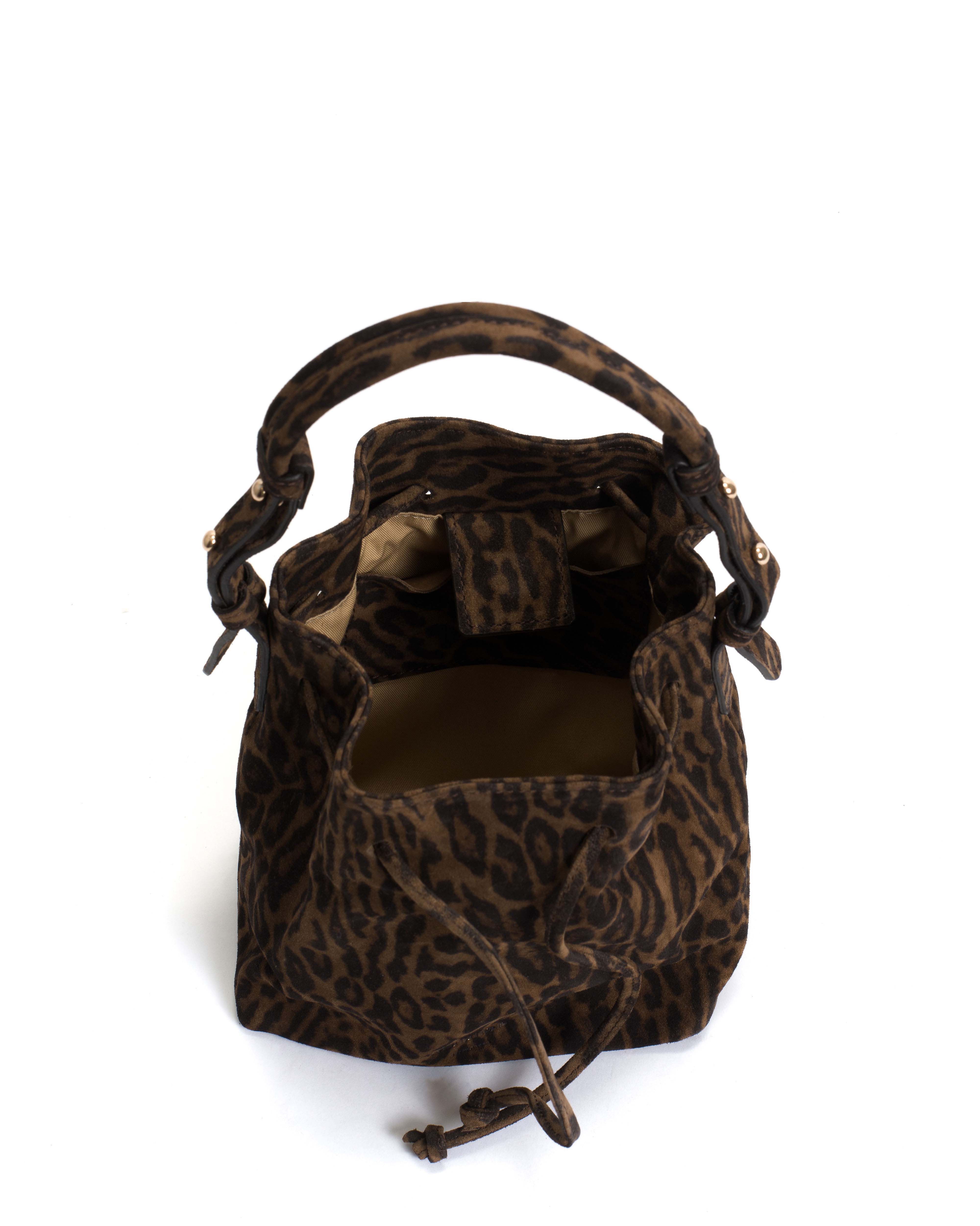 Kacey petite bucket bag Calf suede print Jaguar
