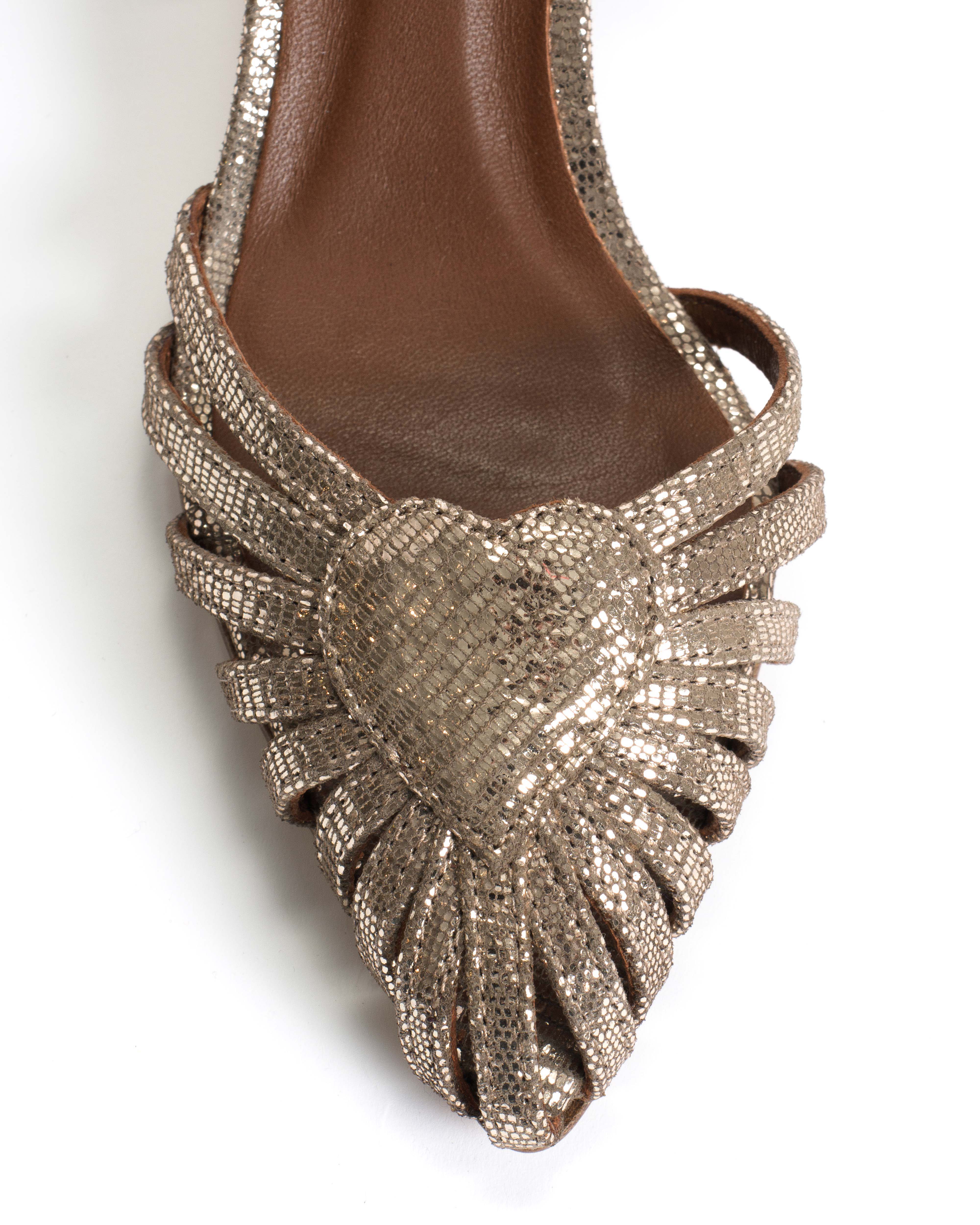 Keesha 55 Lizard metallic goat Vintage champagne
