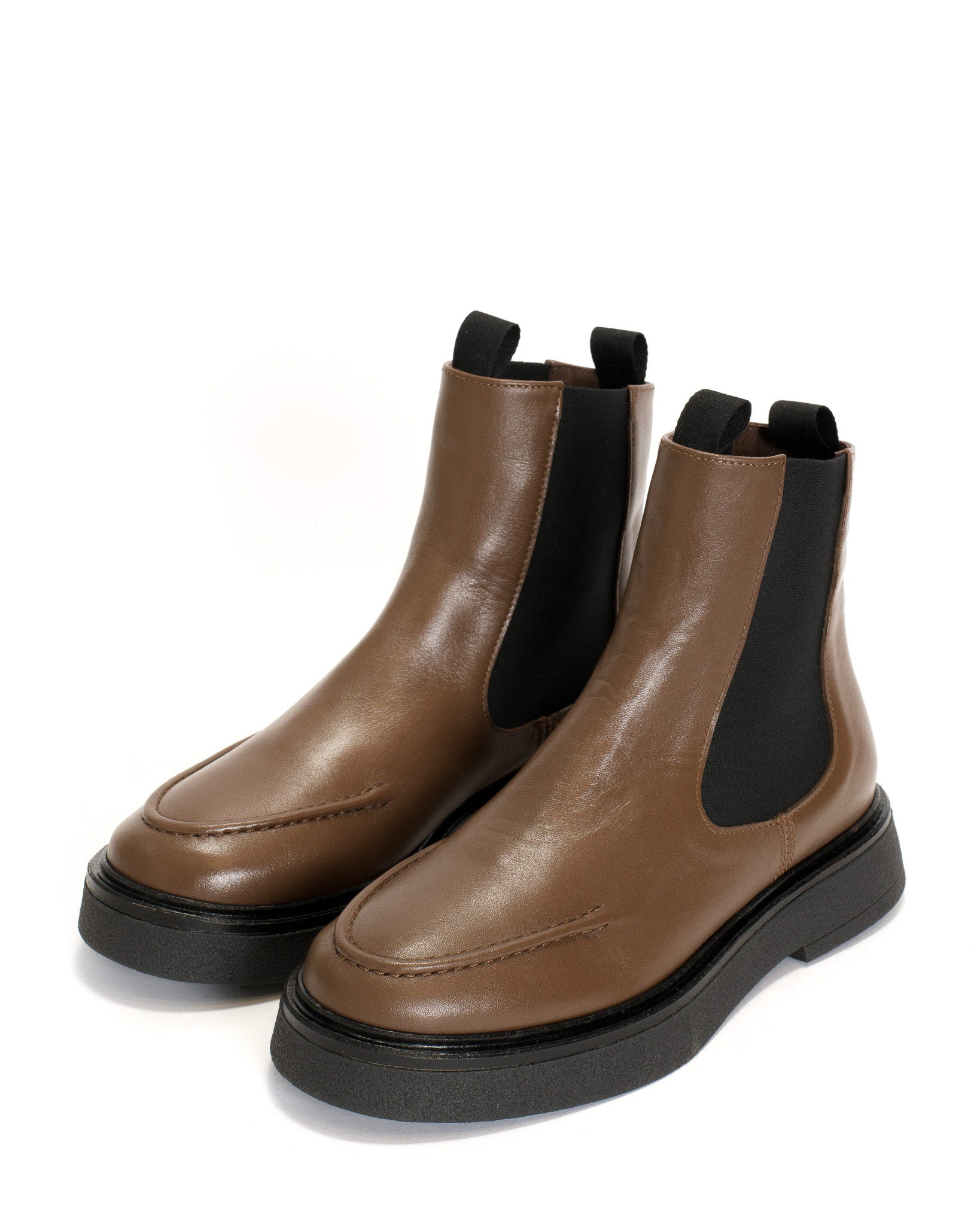 Kikie flat platform Soft calf & sole Dark taupe & Black