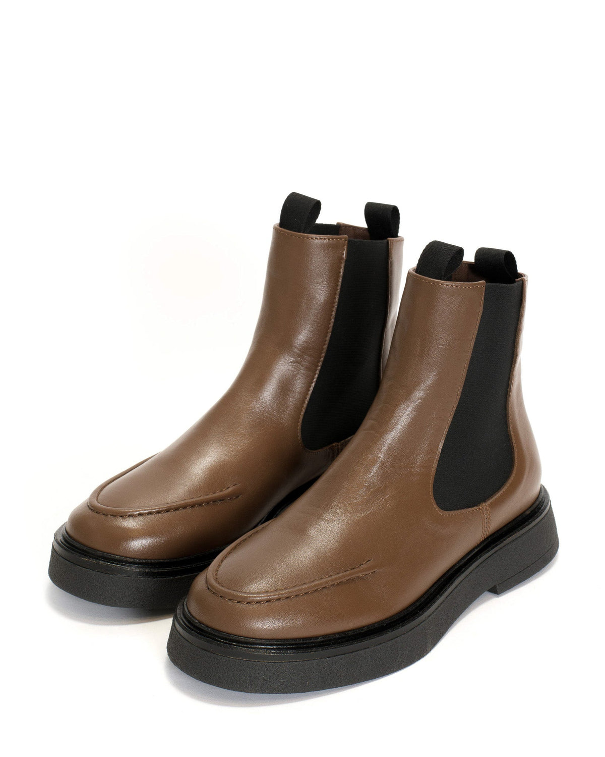 Kikie flat platform Soft calf & sole Dark taupe & black