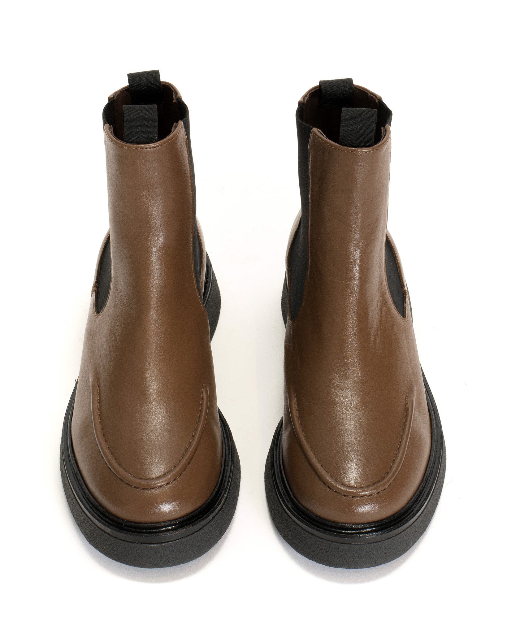 Kikie flat platform Soft calf & sole Dark taupe & Black
