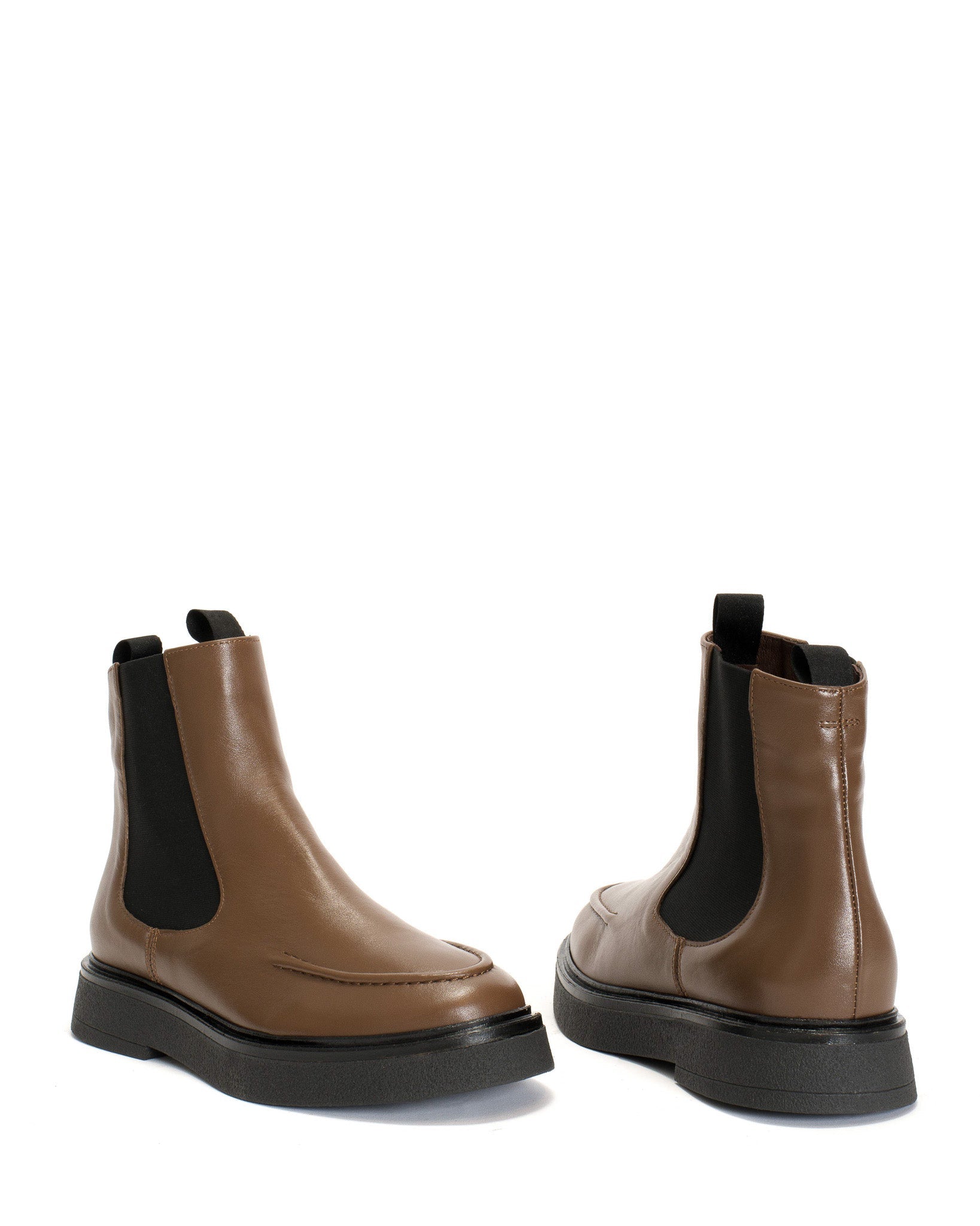 Kikie flat platform Soft calf & sole Dark taupe & Black