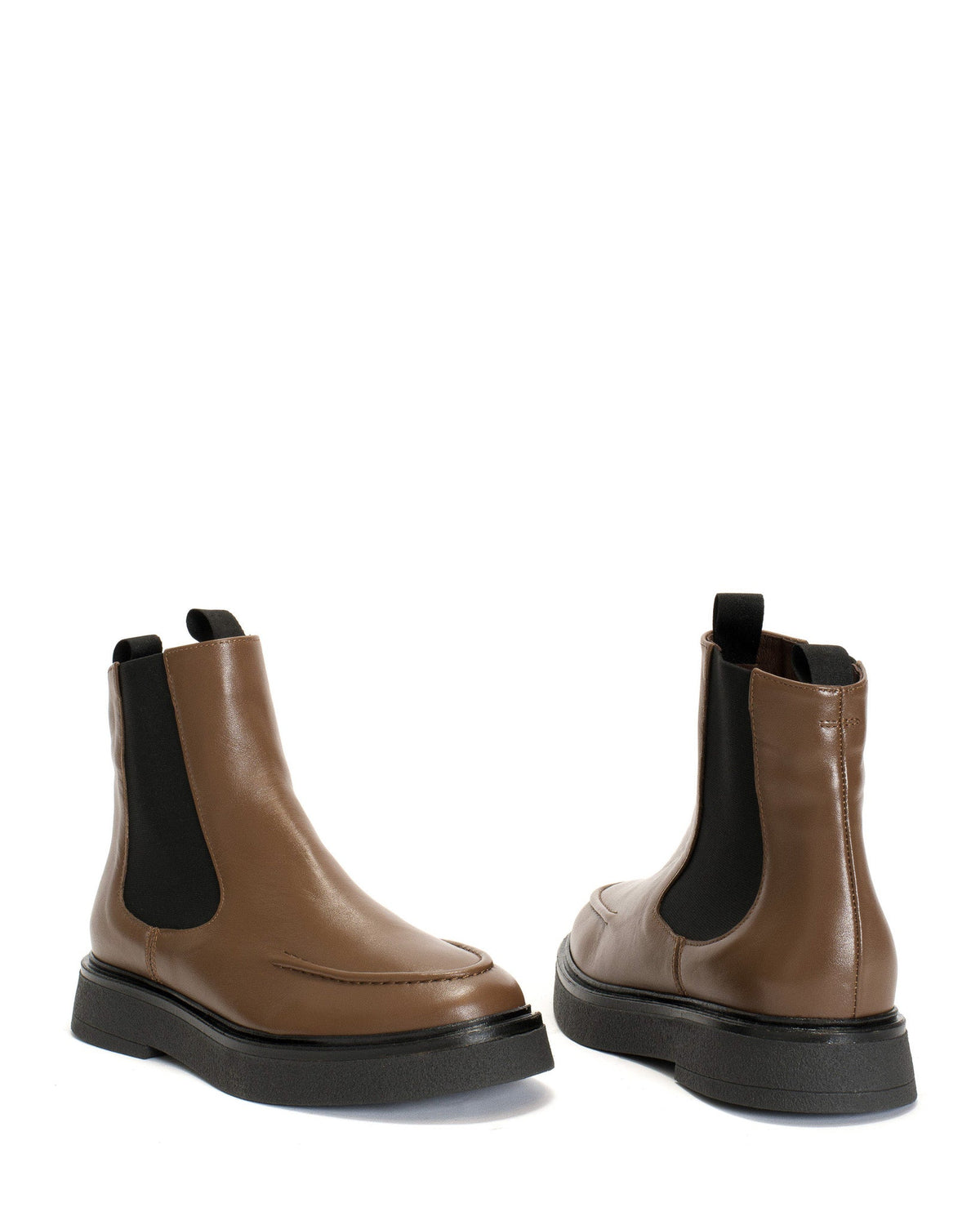 Kikie flat platform Soft calf & sole Dark taupe & black