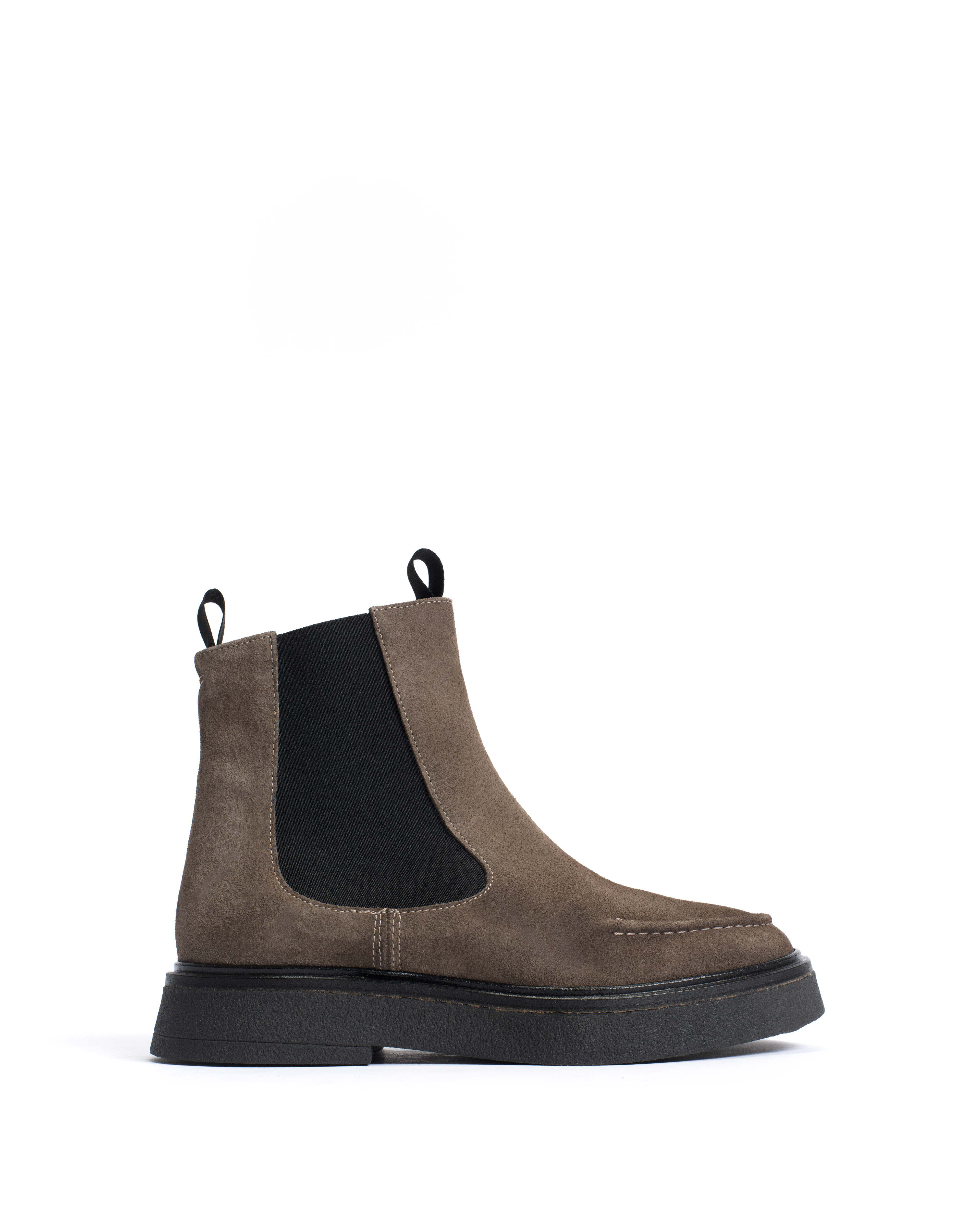 Kikie flat platform Calf suede & Sole Stone grey & black
