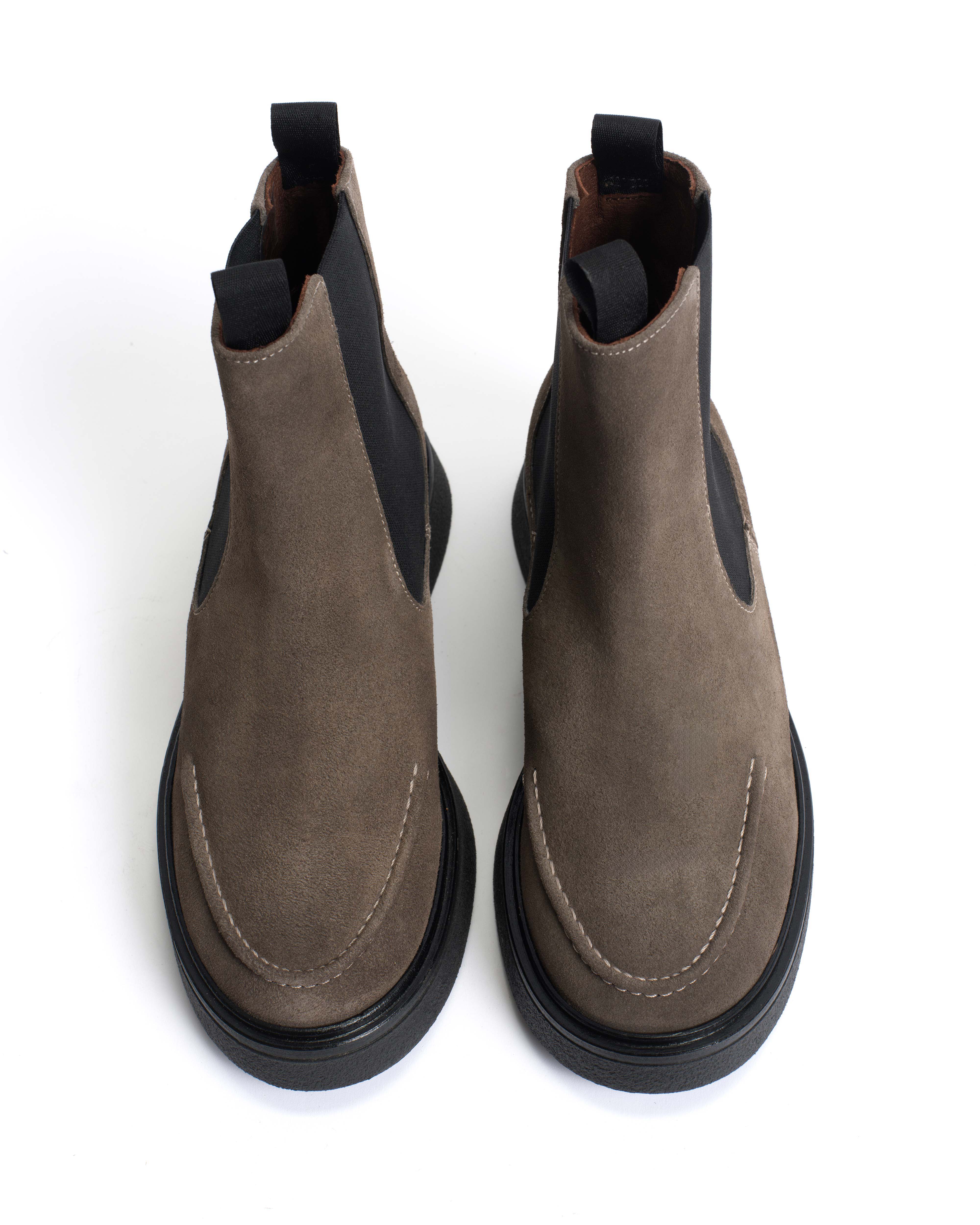 Kikie flat platform Calf suede & Sole Stone grey & black
