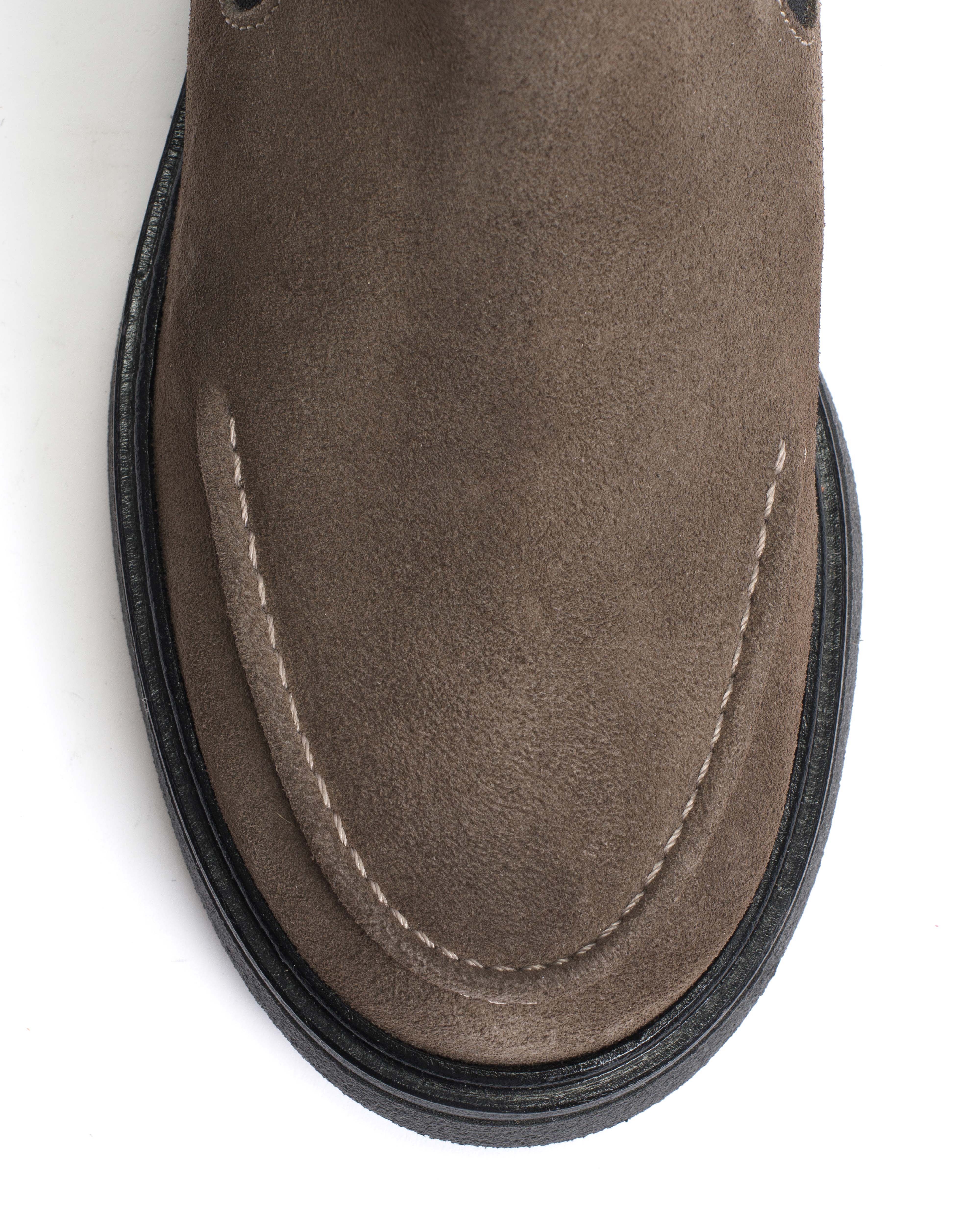 Kikie flat platform Calf suede & Sole Stone grey & black