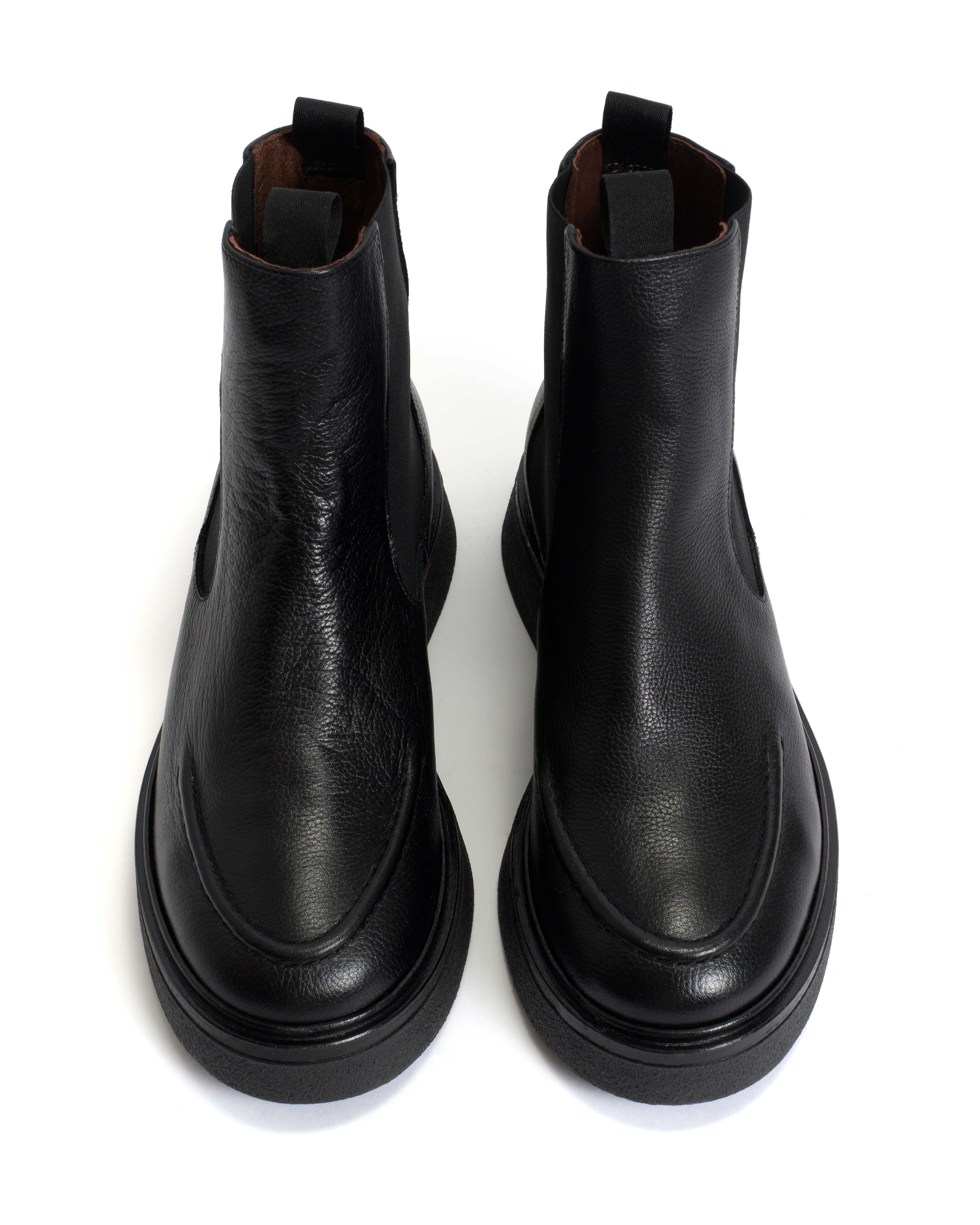 Kikie flat platform Pebbled soft calf & sole Black & Black