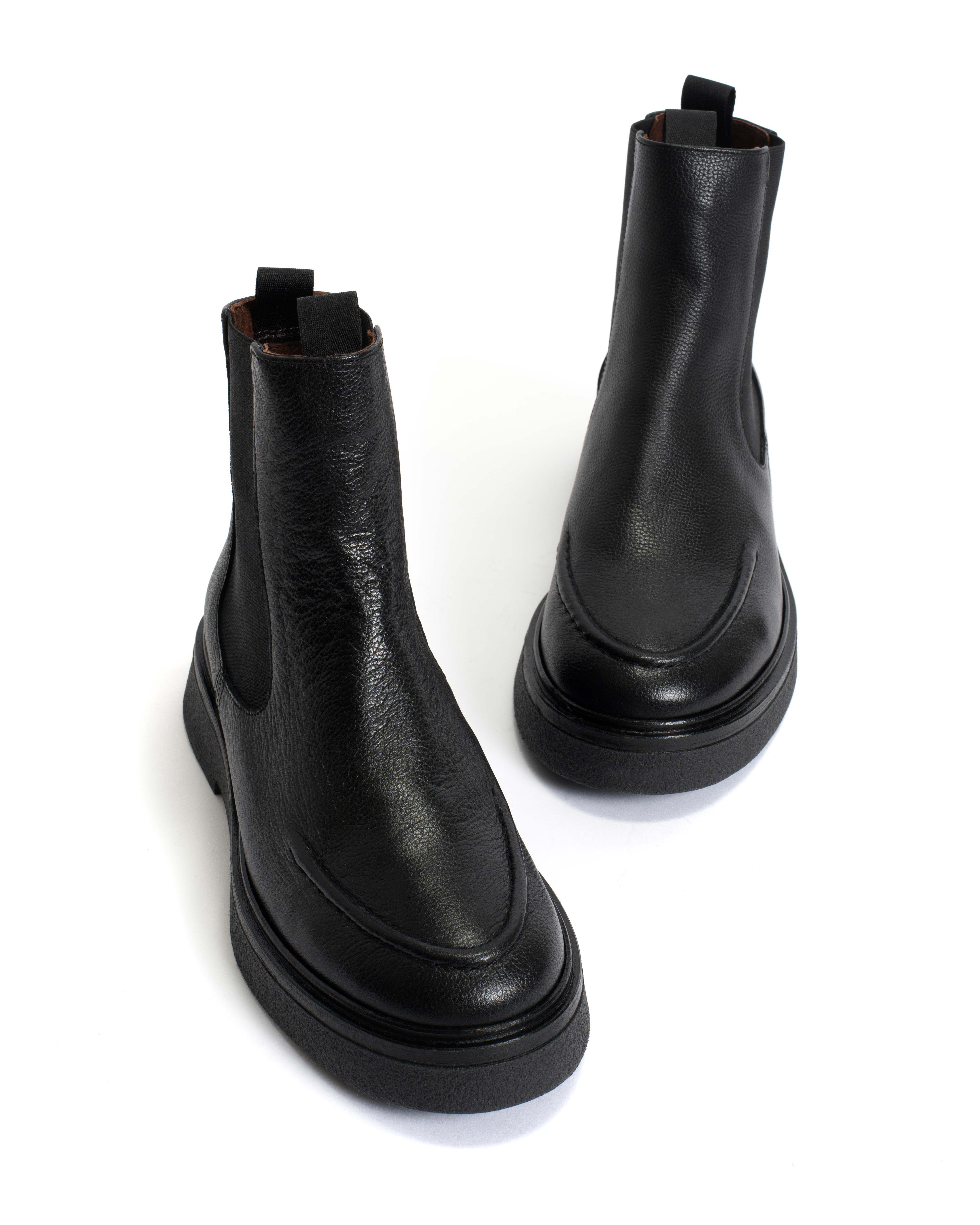 Kikie flat platform Pebbled soft calf & sole Black & Black